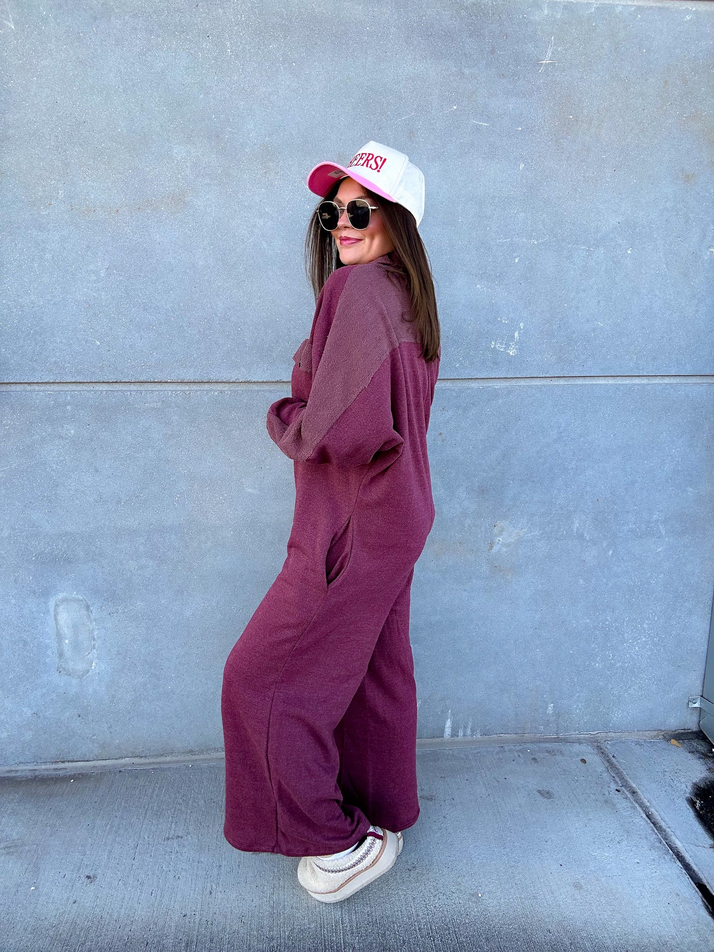 BURGUNDY JUMPSUIT