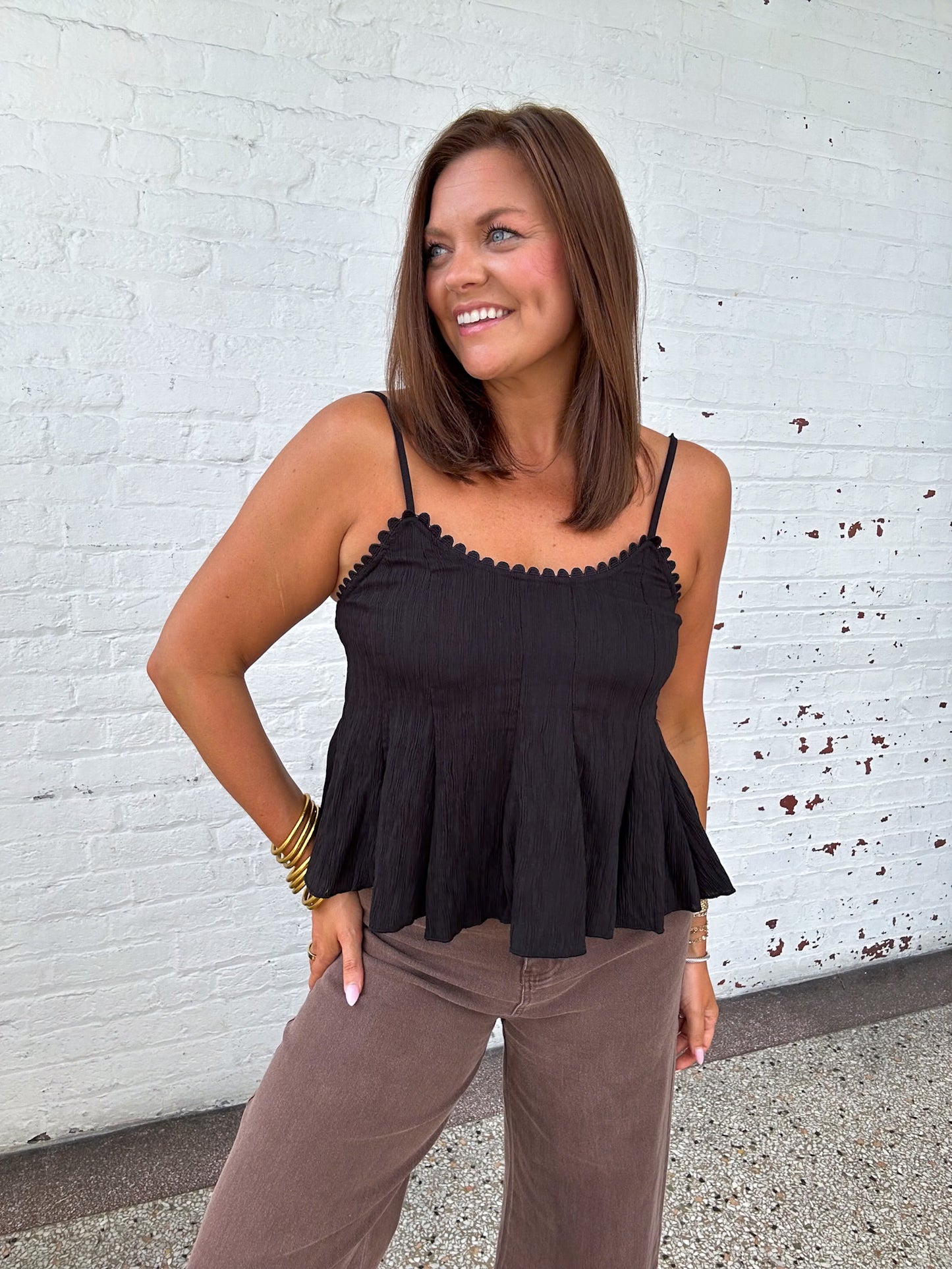 MIDNIGHT SCALLOPED TANK TOP