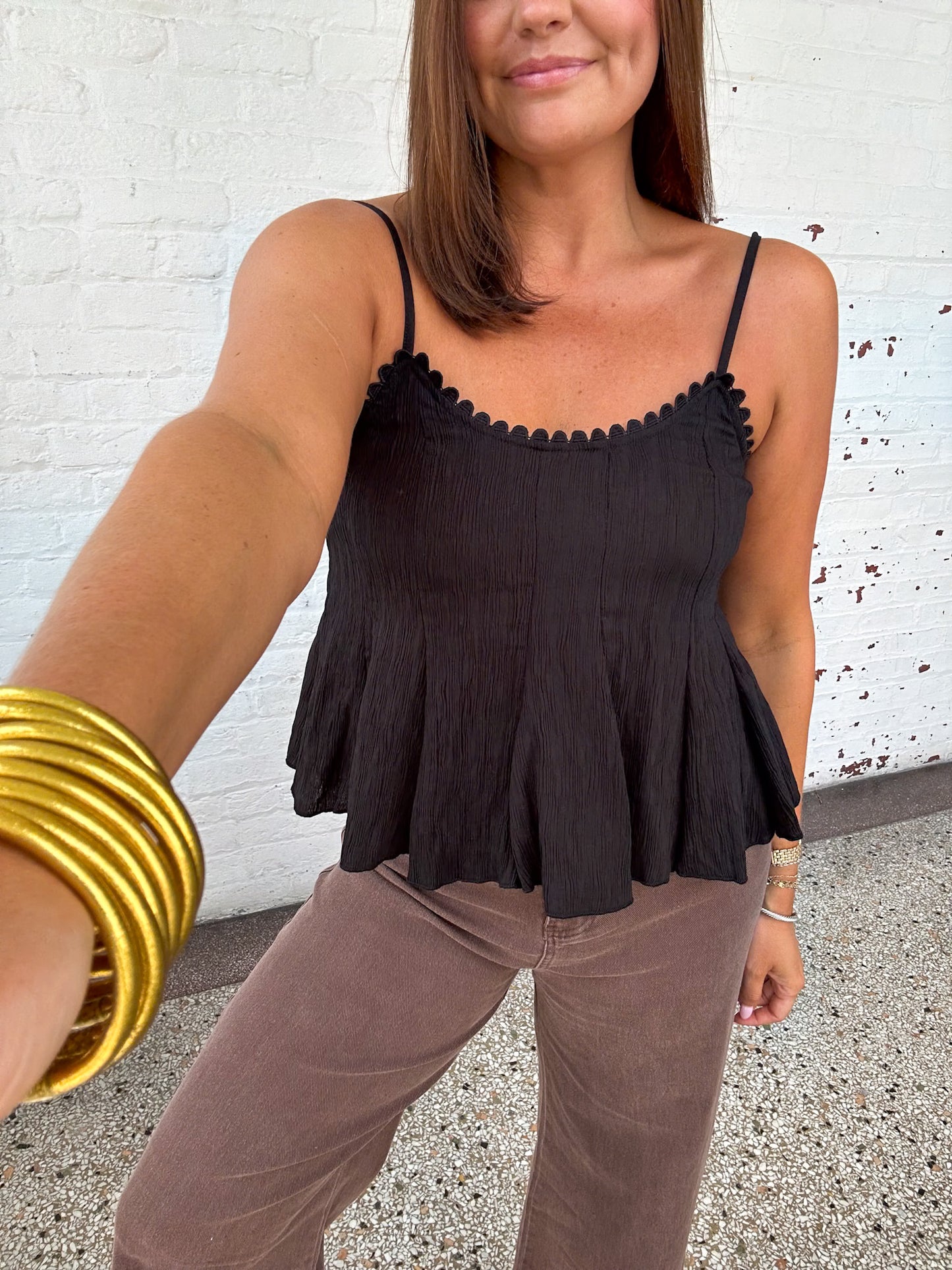 MIDNIGHT SCALLOPED TANK TOP