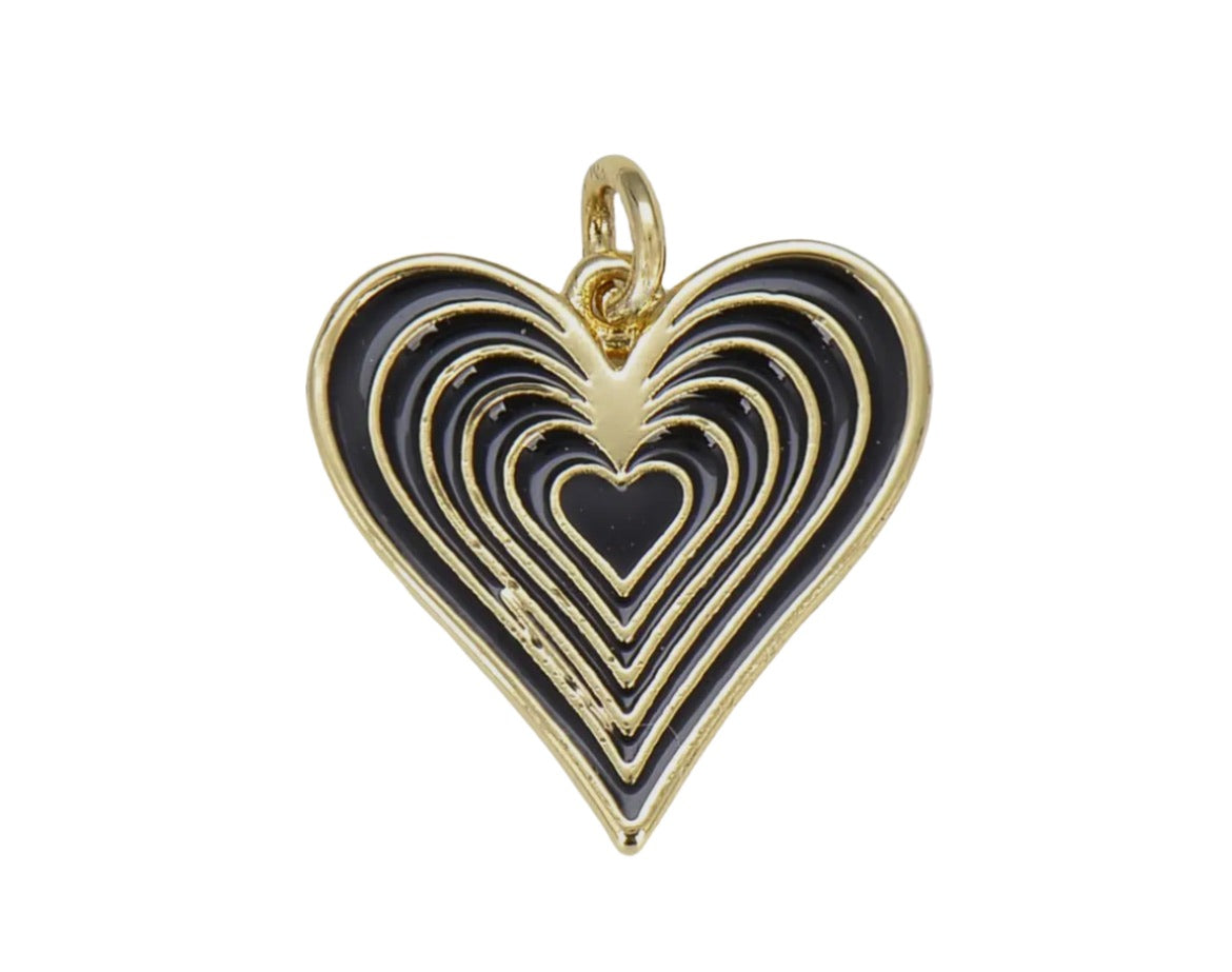 Black Enamel Heart Charm