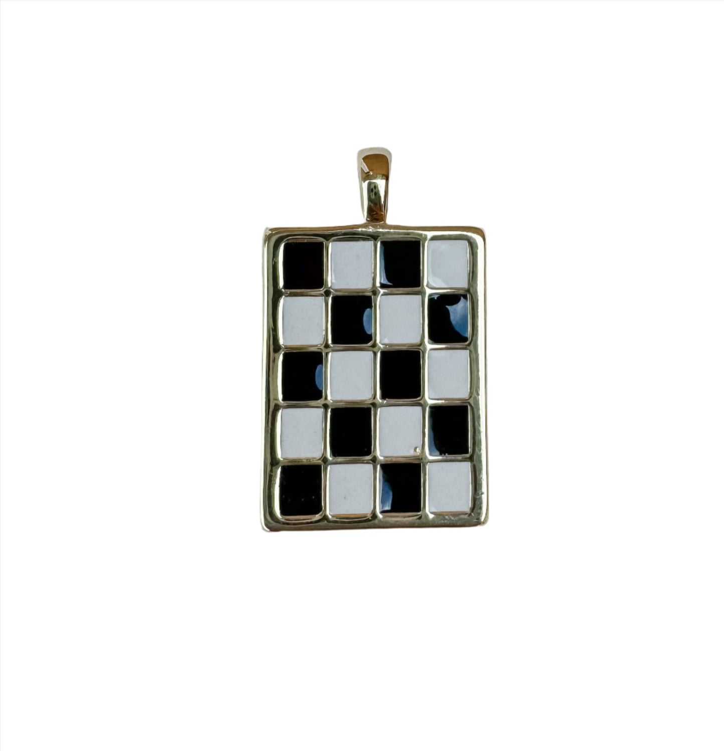 Enamel Checkerboard Pendant Charm