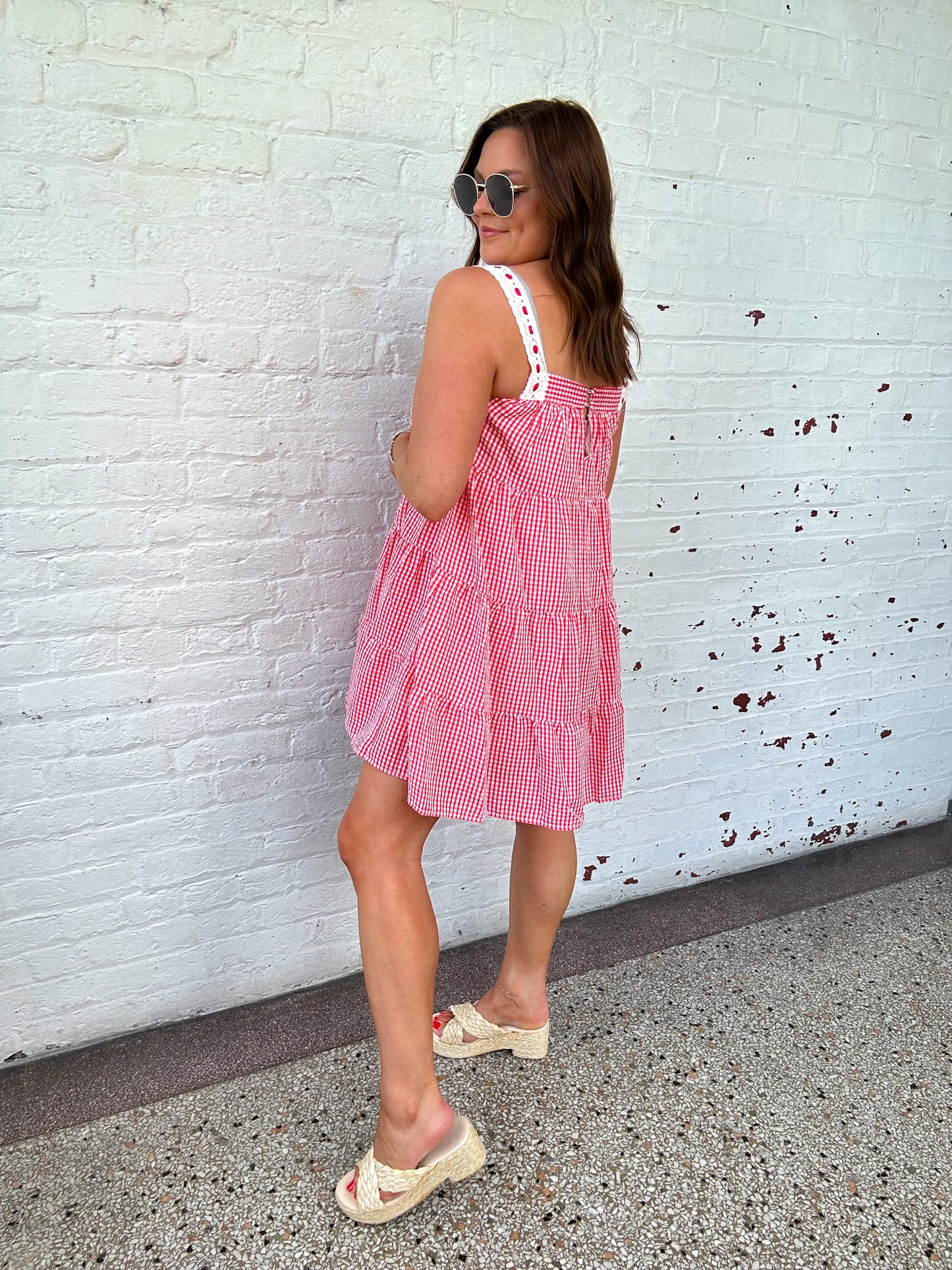 RED, WHITE, & CUTE GINGHAM MINI DRESS