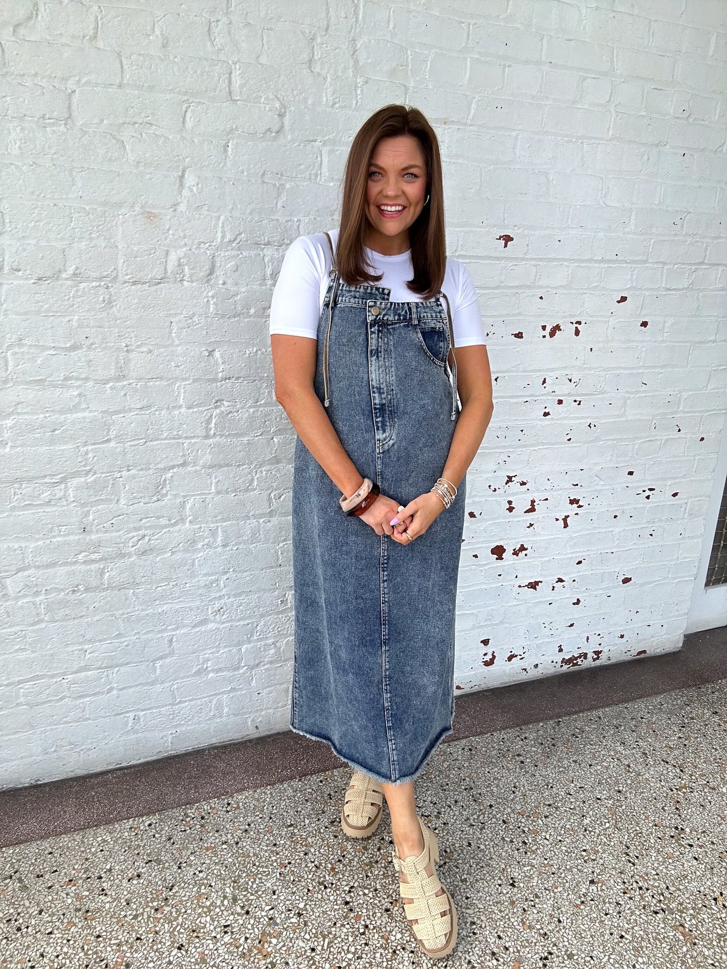 DENIM DETAILS MIDI DRESS