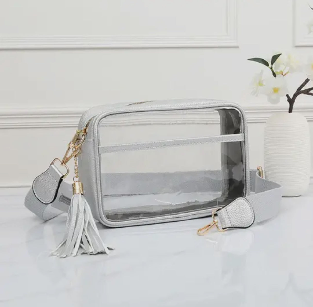 GAMEDAY TASSEL CLEAR BAG - SILVER