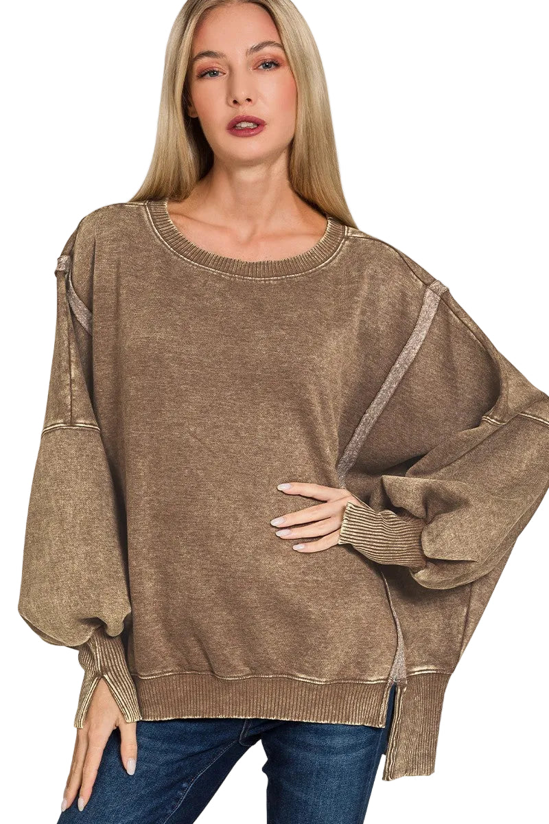 ON TREND OVERSIZED TOP - MOCHA