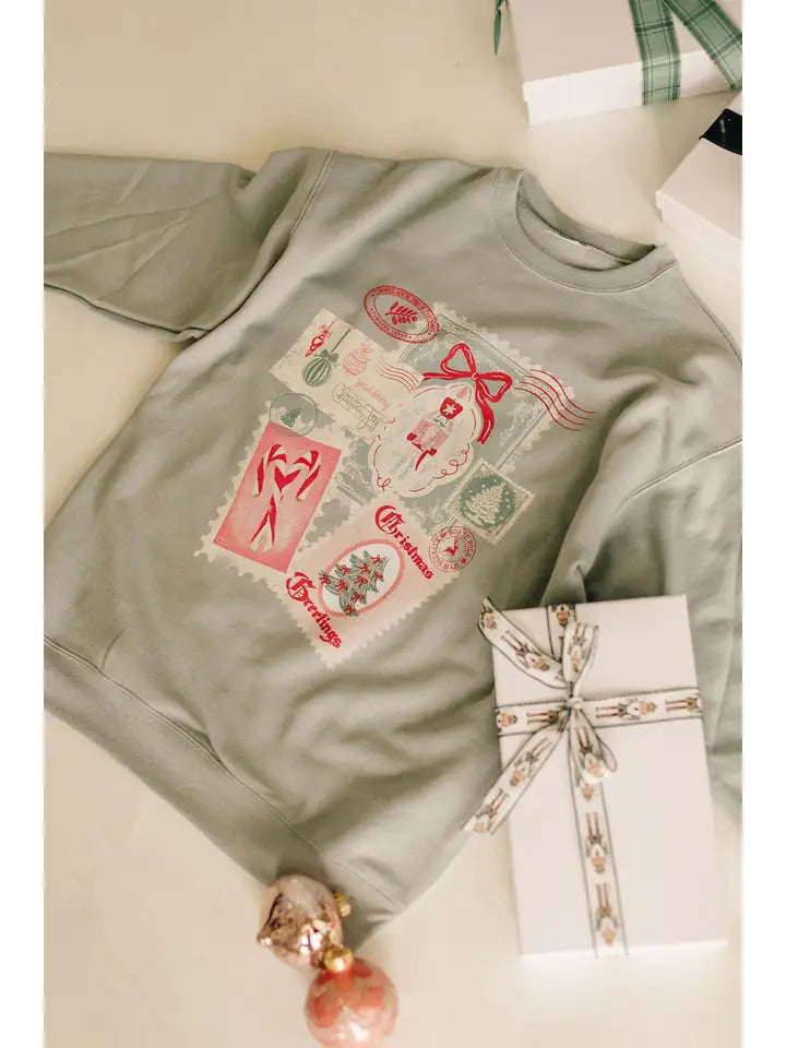 CHRISTMAS POST CARD SWEATSHIRT