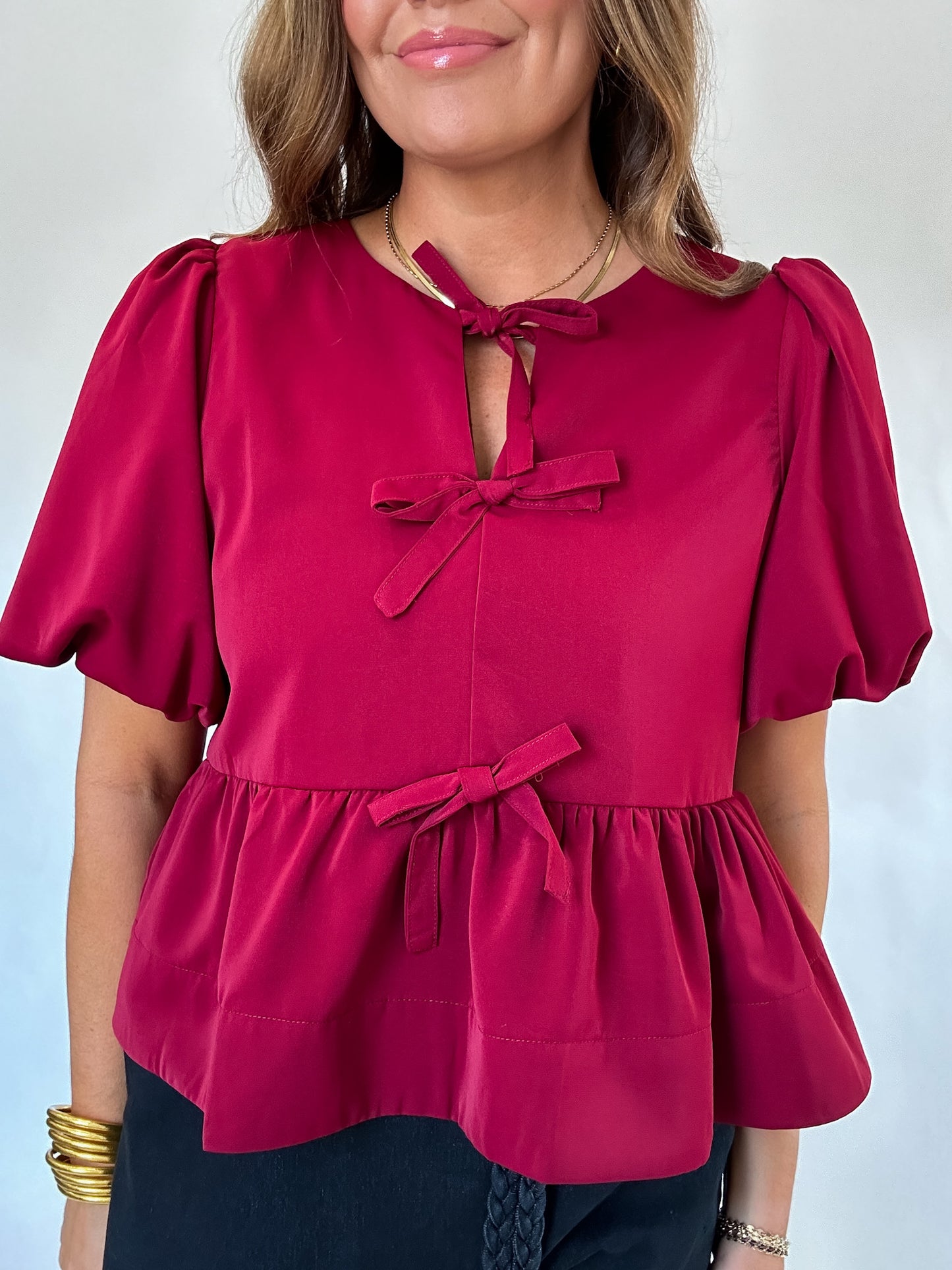 MERLOT BOW TOP - SIZE LARGE