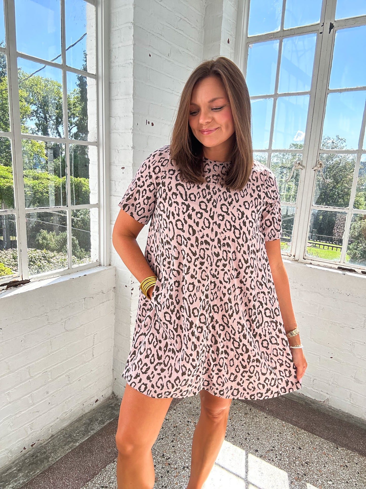 BLUSHING IN LEOPARD MINI DRESS