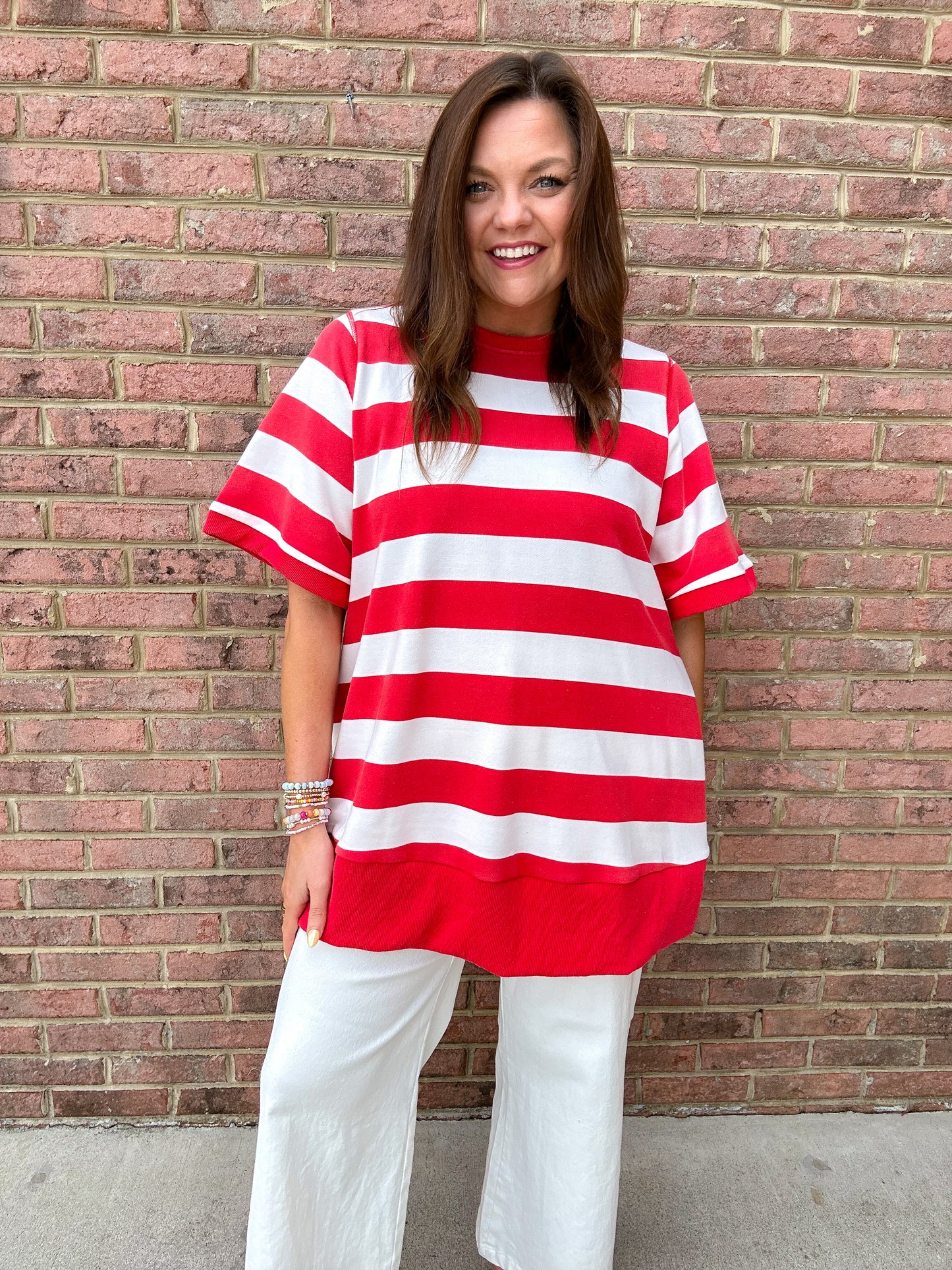 RED WHITE & STRIPE TOP