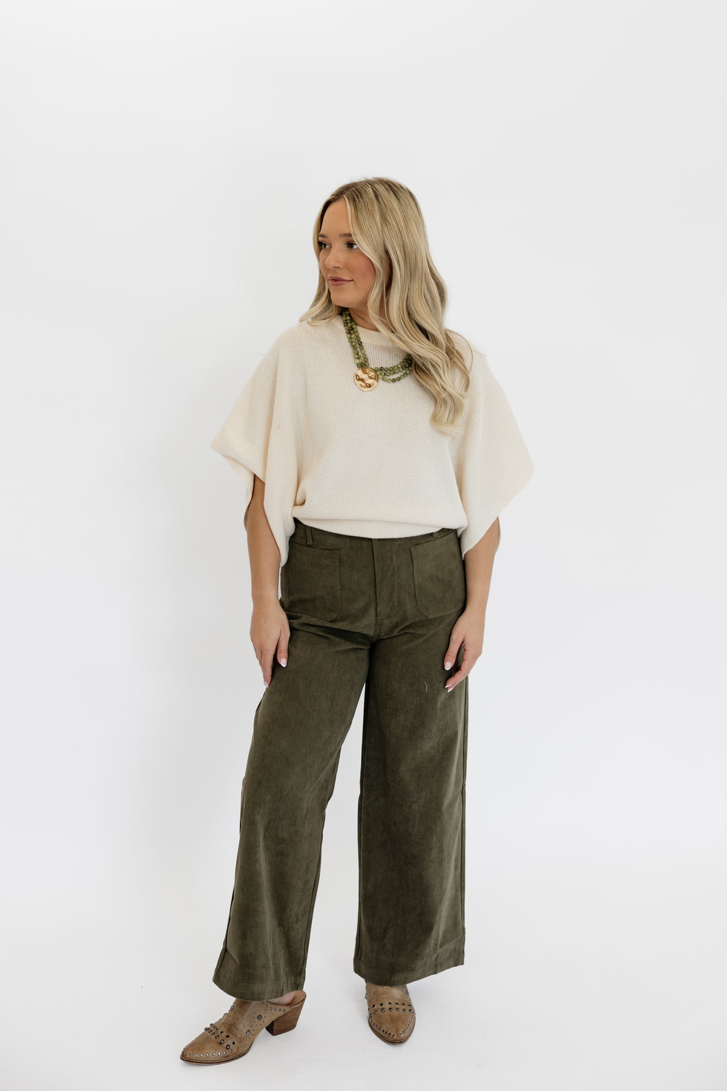 CALLIE CORDUROY PANTS - OLIVE