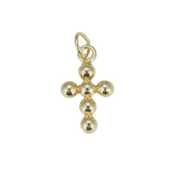 Gold Beaded Cross Charm