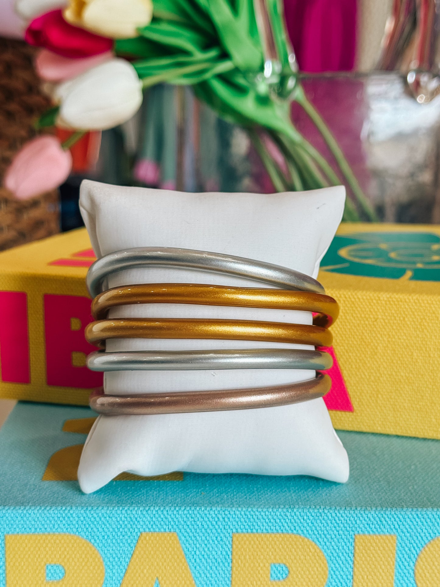 MIXED METALS JELLY BANGLES