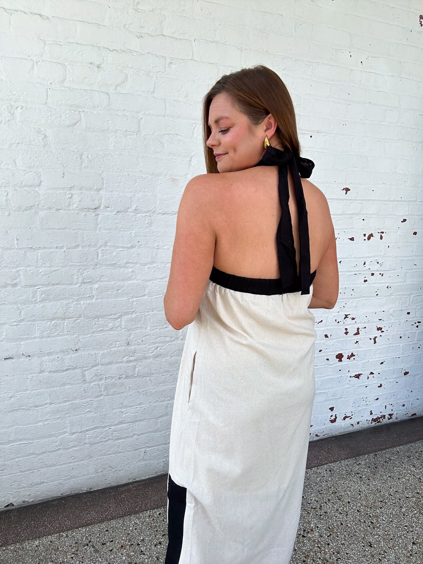 LINEN MIDI DRESS