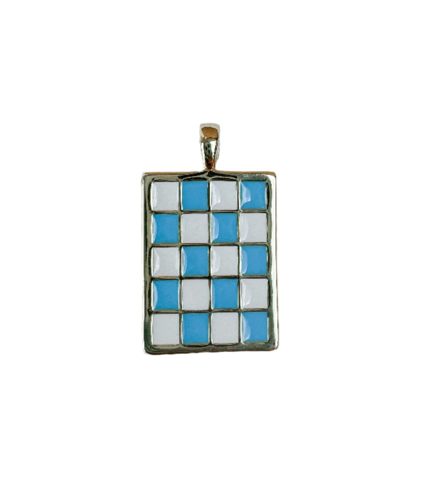 Enamel Checkerboard Pendant Charm