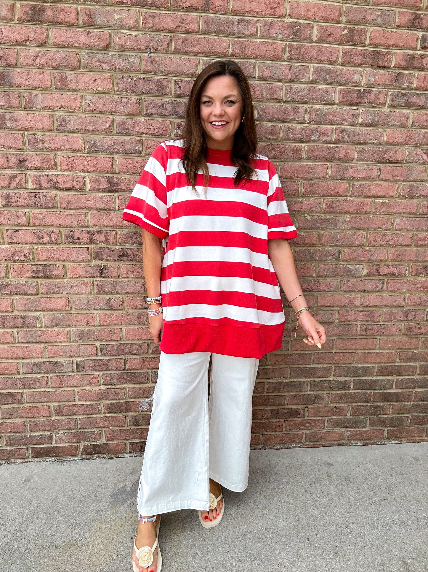RED WHITE & STRIPE TOP
