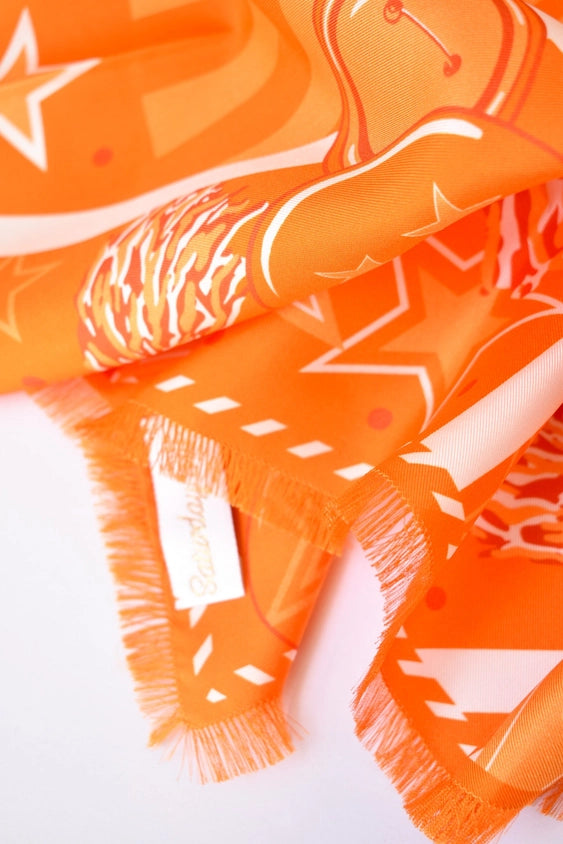 TRUE ORANGE FRINGED SPIRIT SCARF