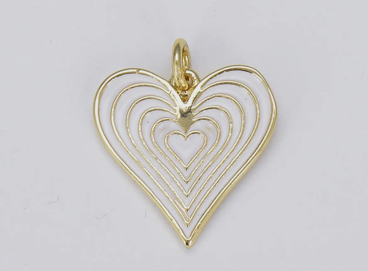 White Enamel Heart Charm