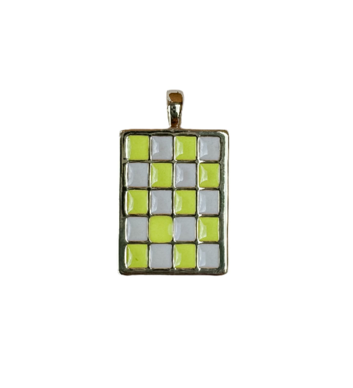 Enamel Checkerboard Pendant Charm