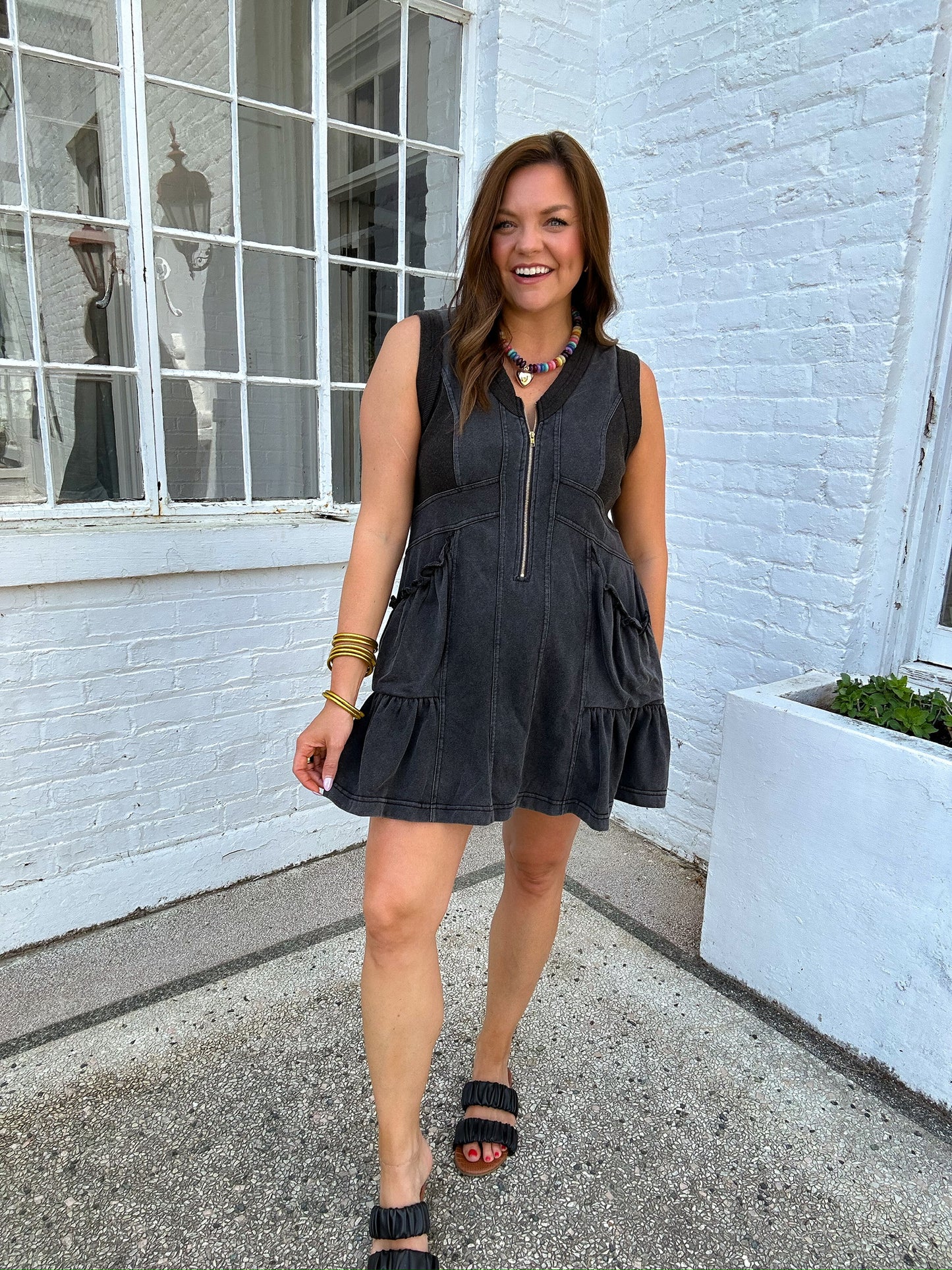 CHARCOAL ACID WASH DRESS