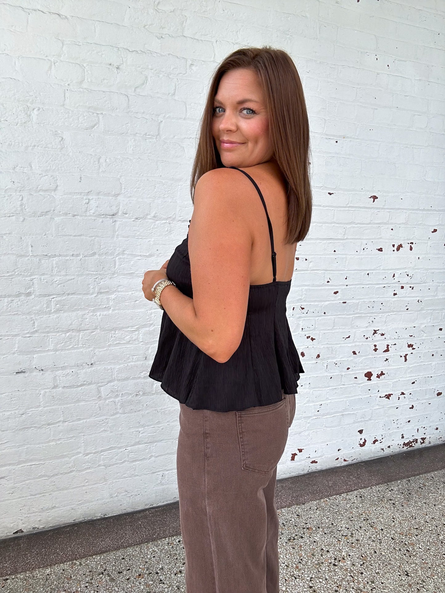 MIDNIGHT SCALLOPED TANK TOP