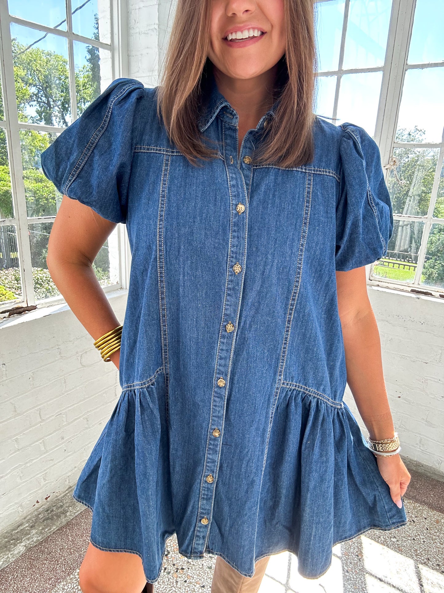 DENIM DETAILED MINI DRESS