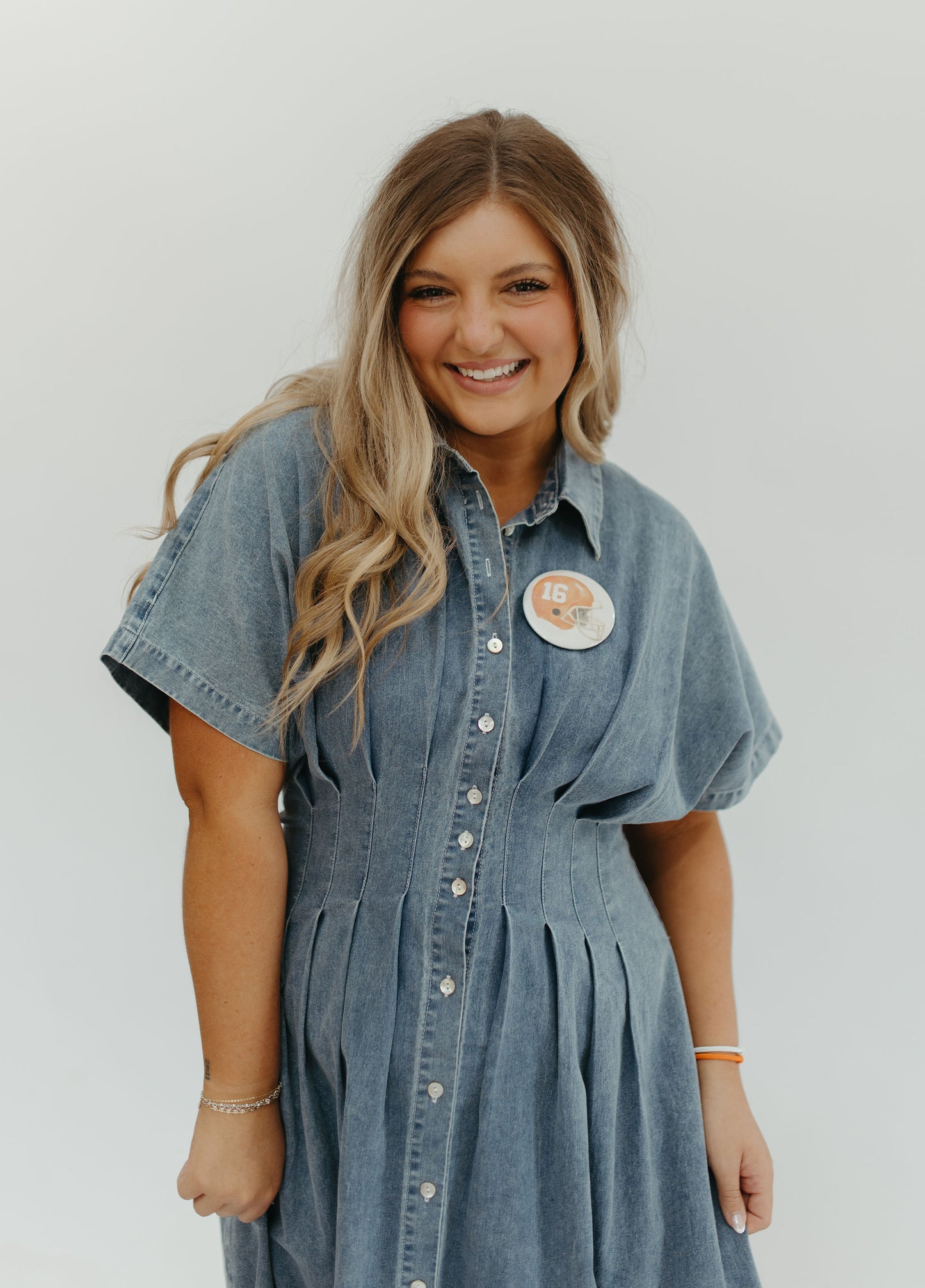 WASHED DENIM MIDI DRESS