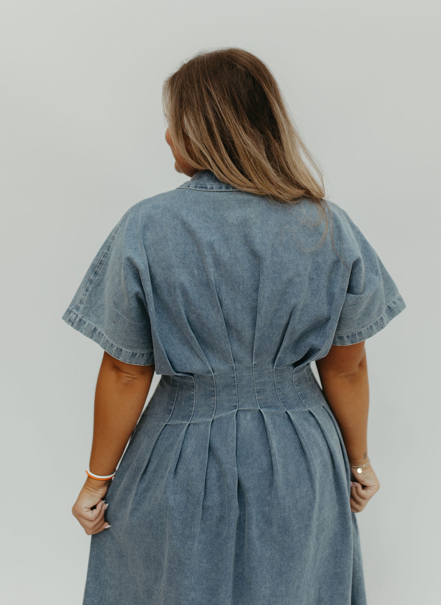 WASHED DENIM MIDI DRESS