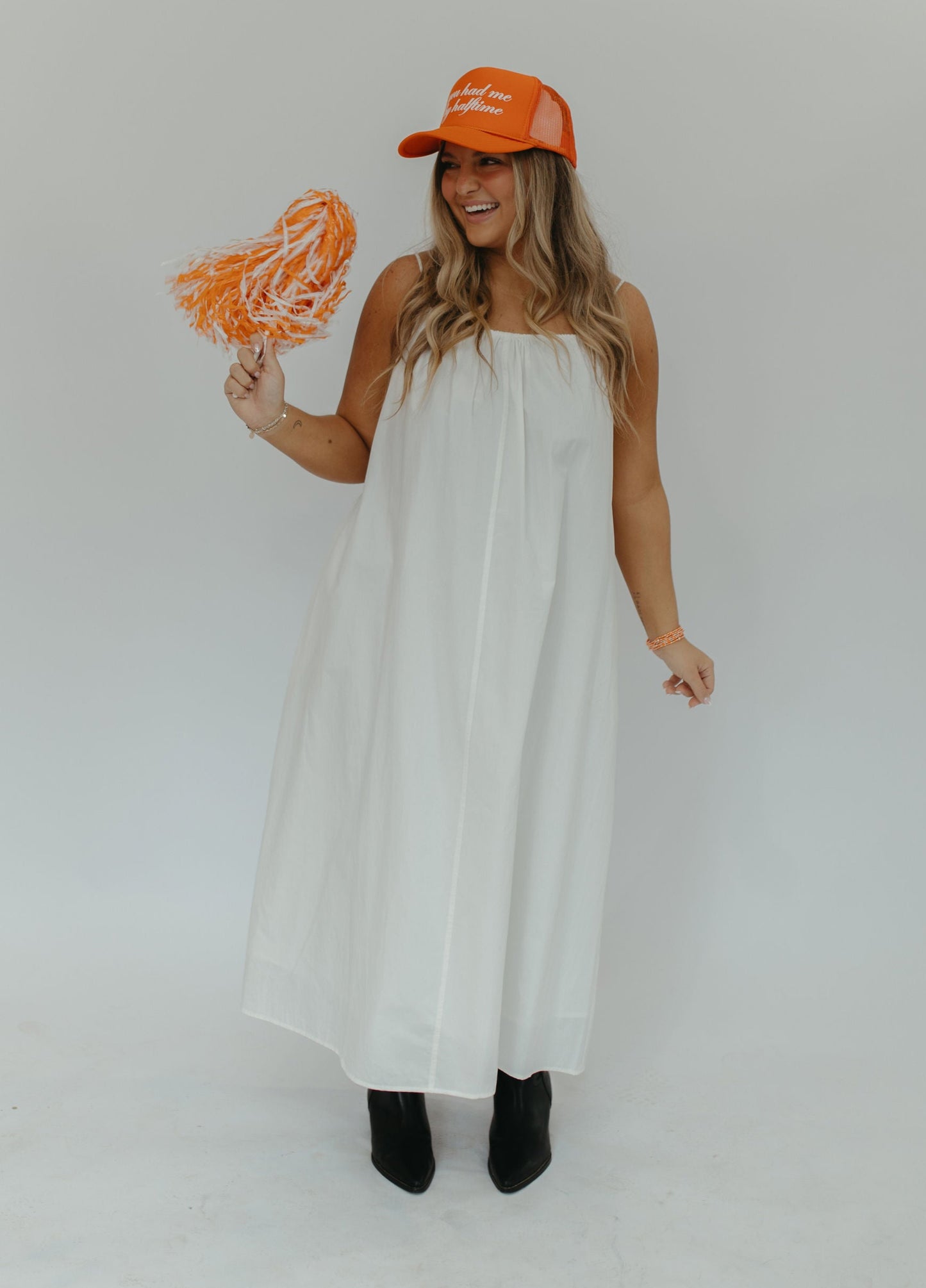 SIDELINES POPLIN MIDI DRESS