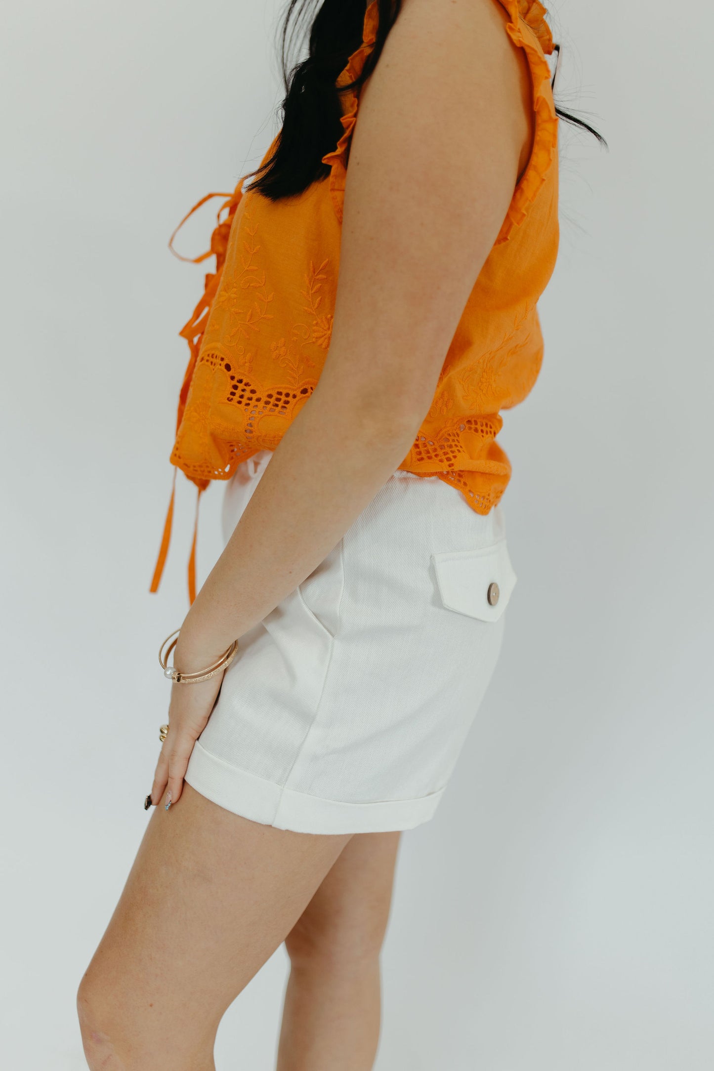 ORANGE EYELET TOP