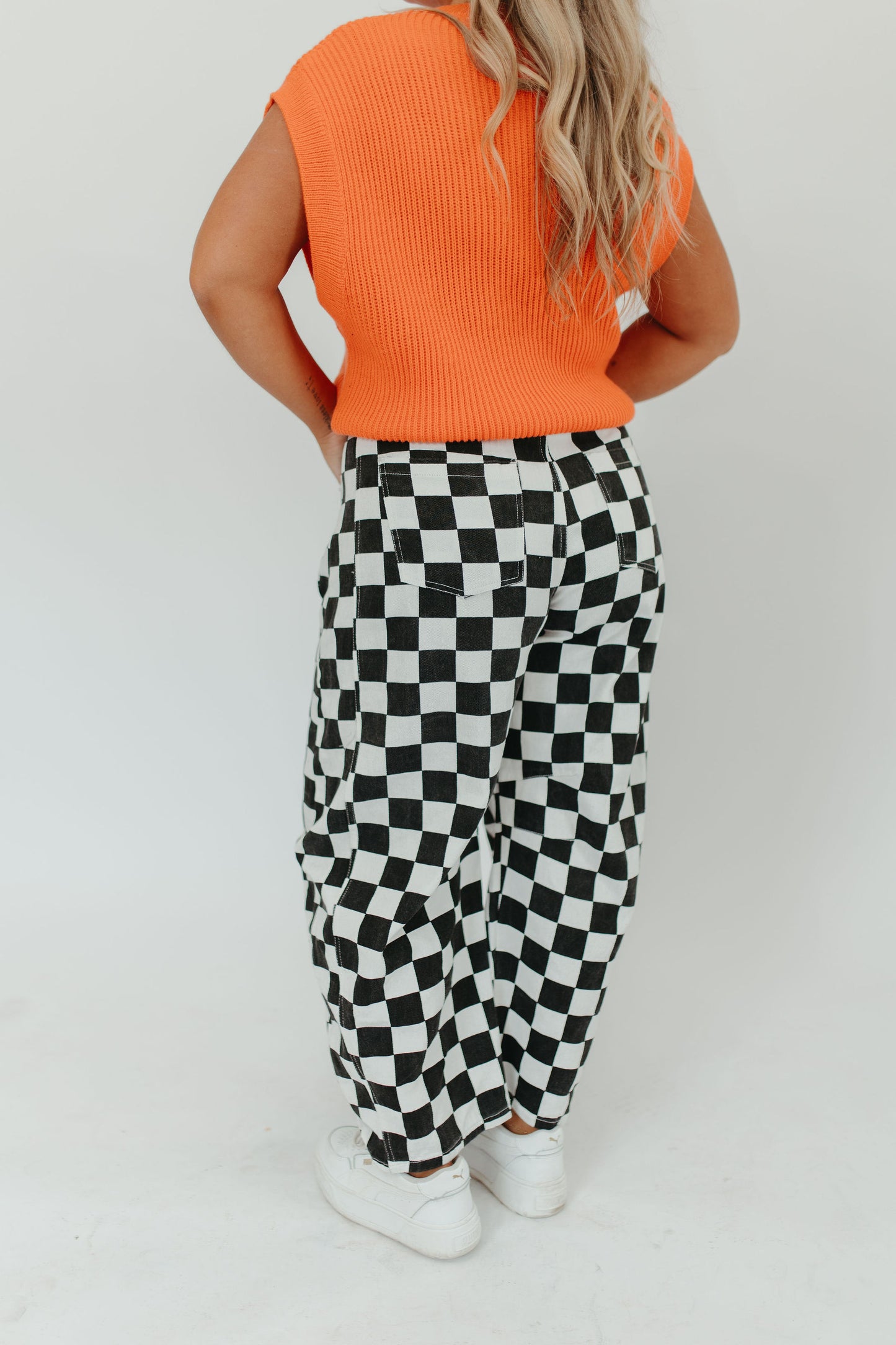 CHECK BARREL PANTS