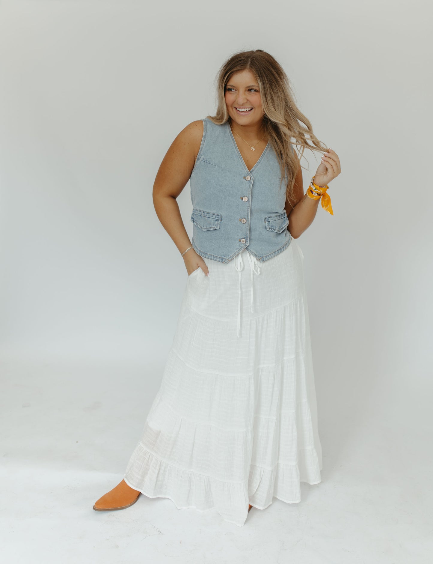 DENIM SLEEVELESS VEST TOP