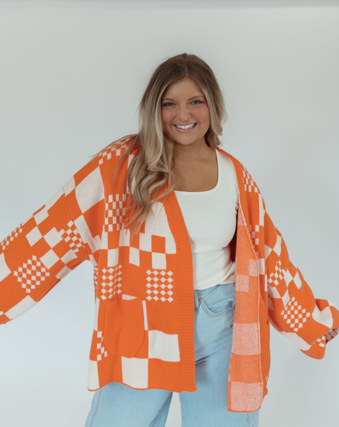 CHECKERBOARD CARDIGAN