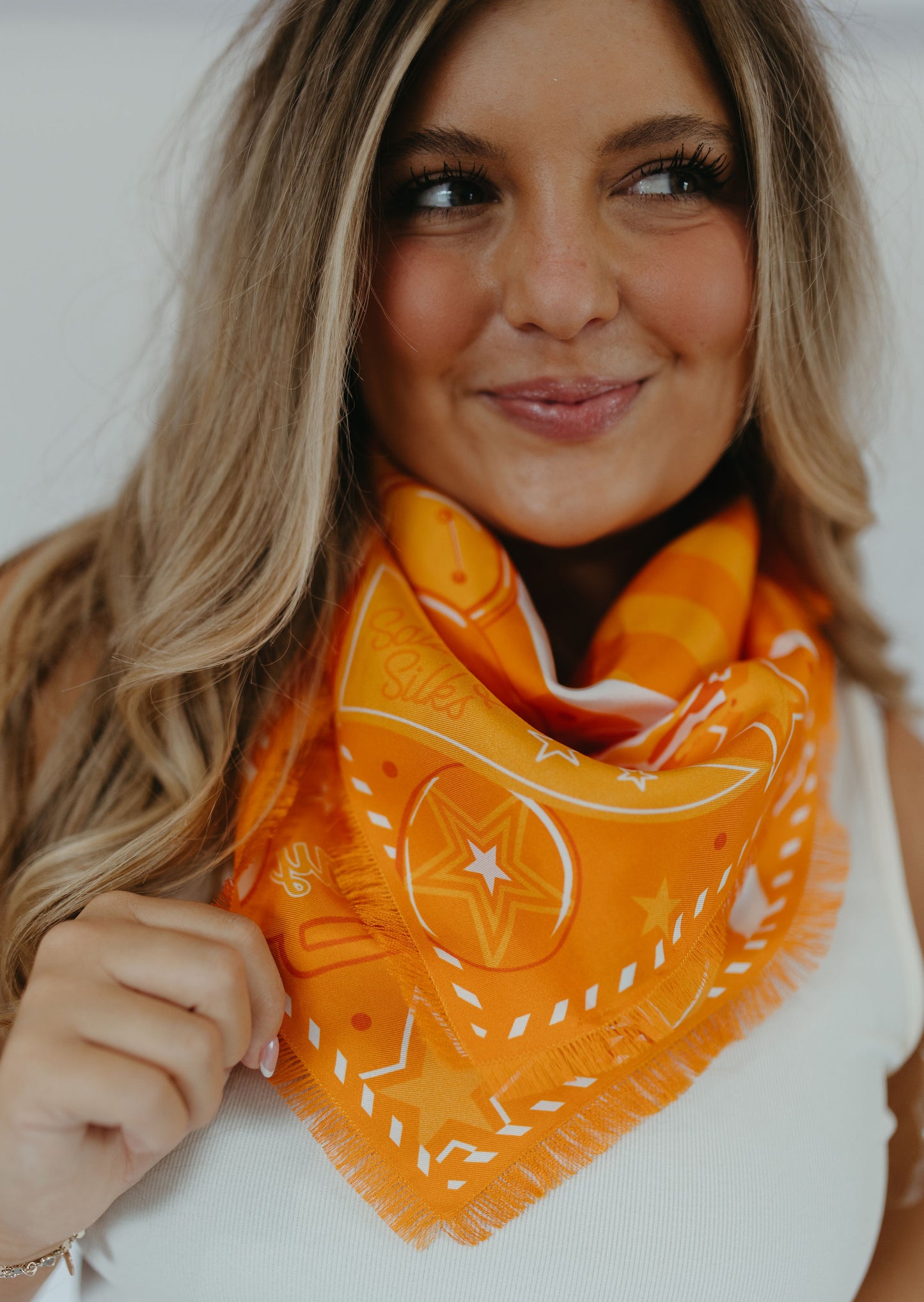 TRUE ORANGE FRINGED SPIRIT SCARF