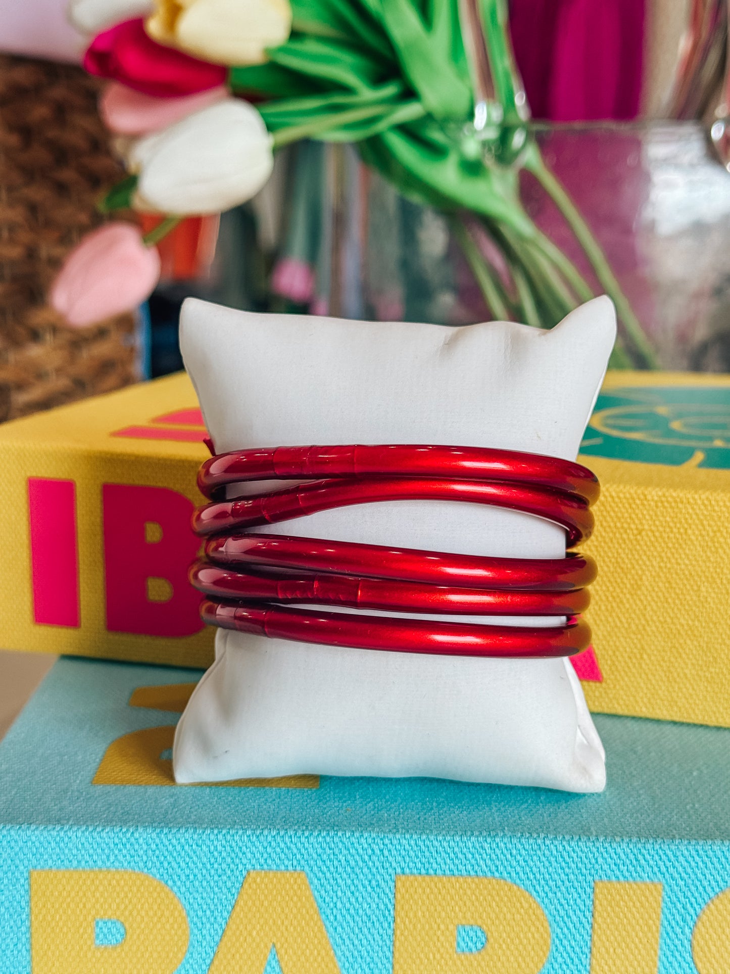 RED JELLY BANGLES