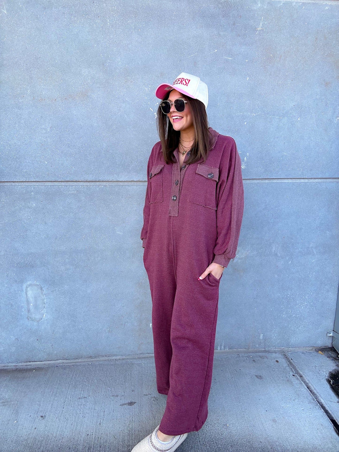BURGUNDY JUMPSUIT