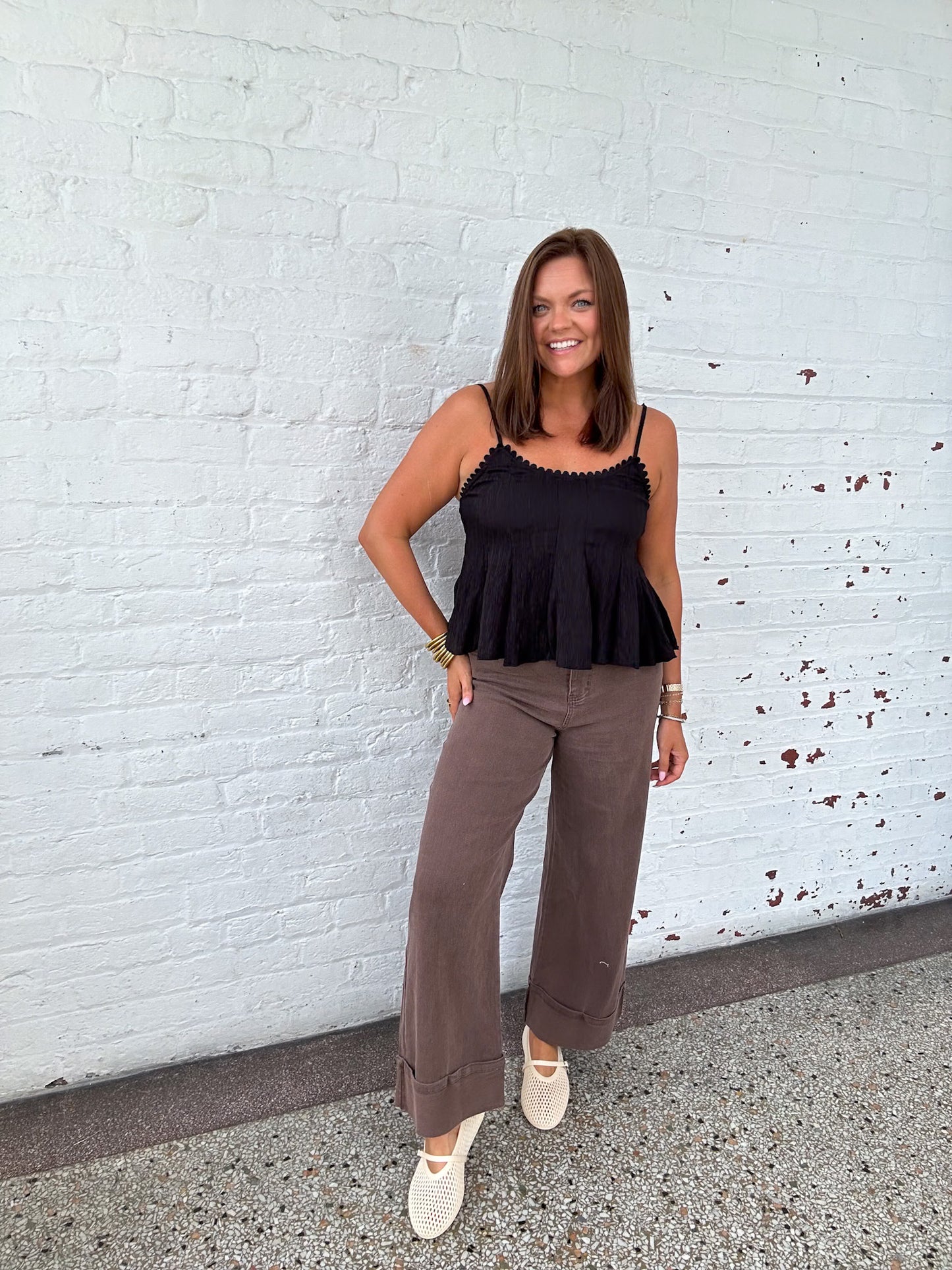 MIDNIGHT SCALLOPED TANK TOP