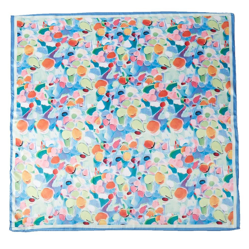 WATERCOLOR PRINT BANDANA SCARF - BLUE