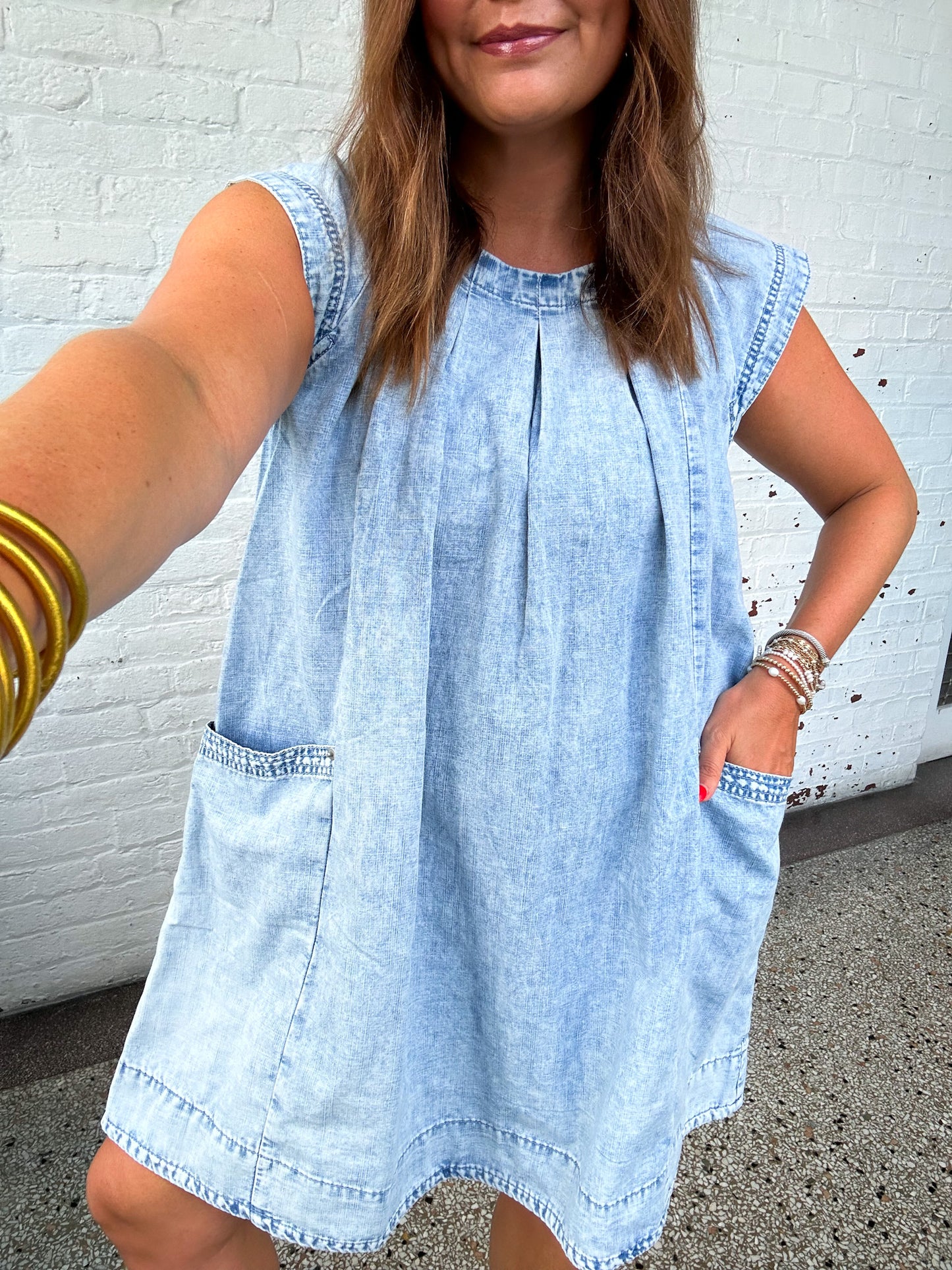 LIGHT WASH DENIM SWING DRESS