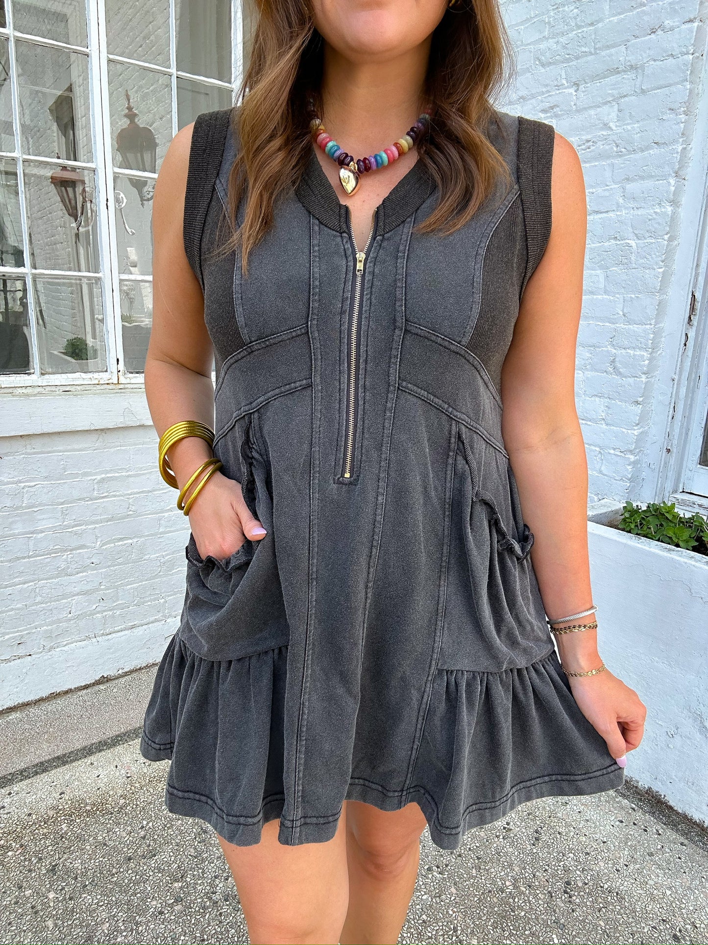 CHARCOAL ACID WASH DRESS