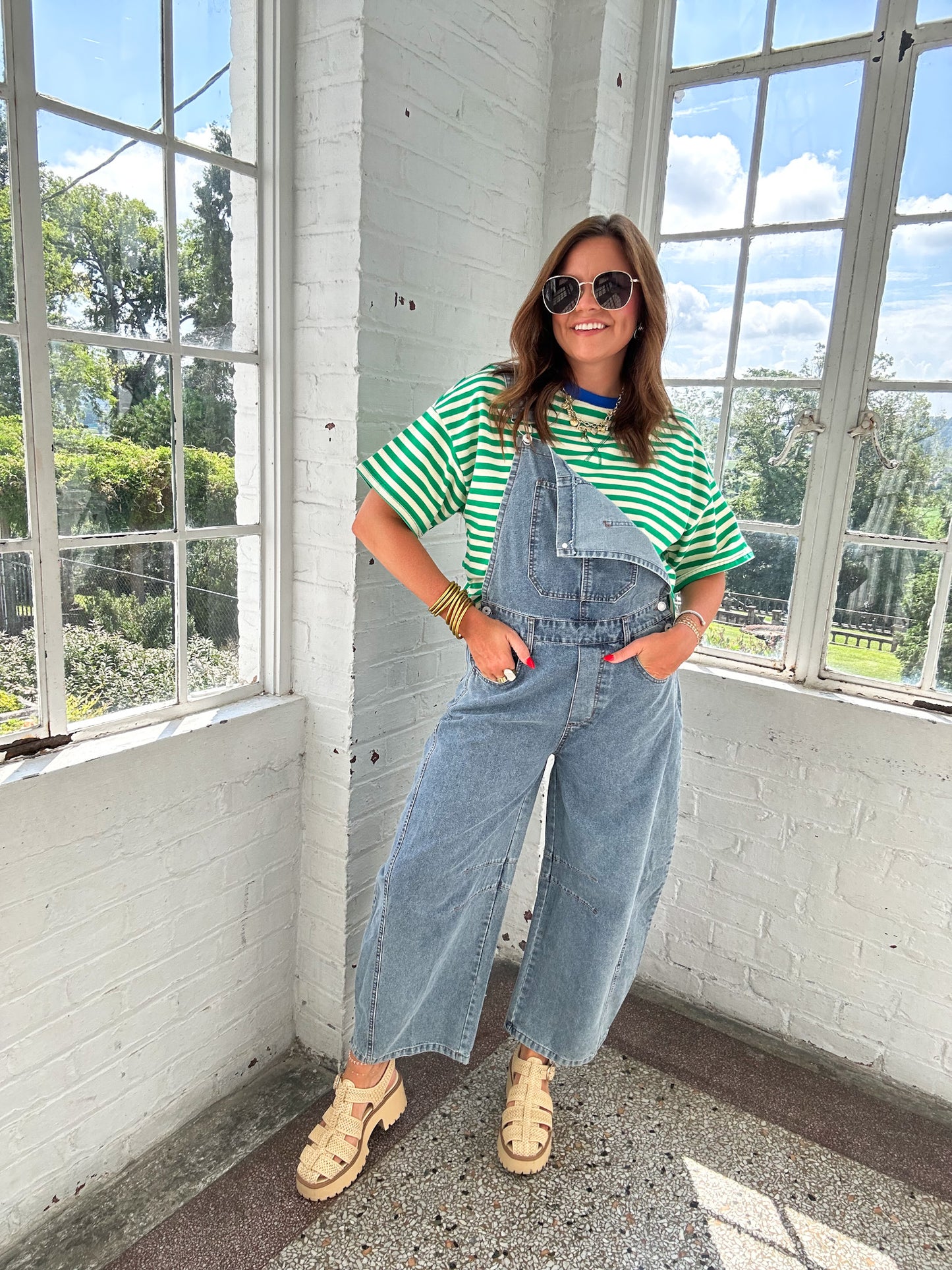 DENIM BARREL OVERALLS