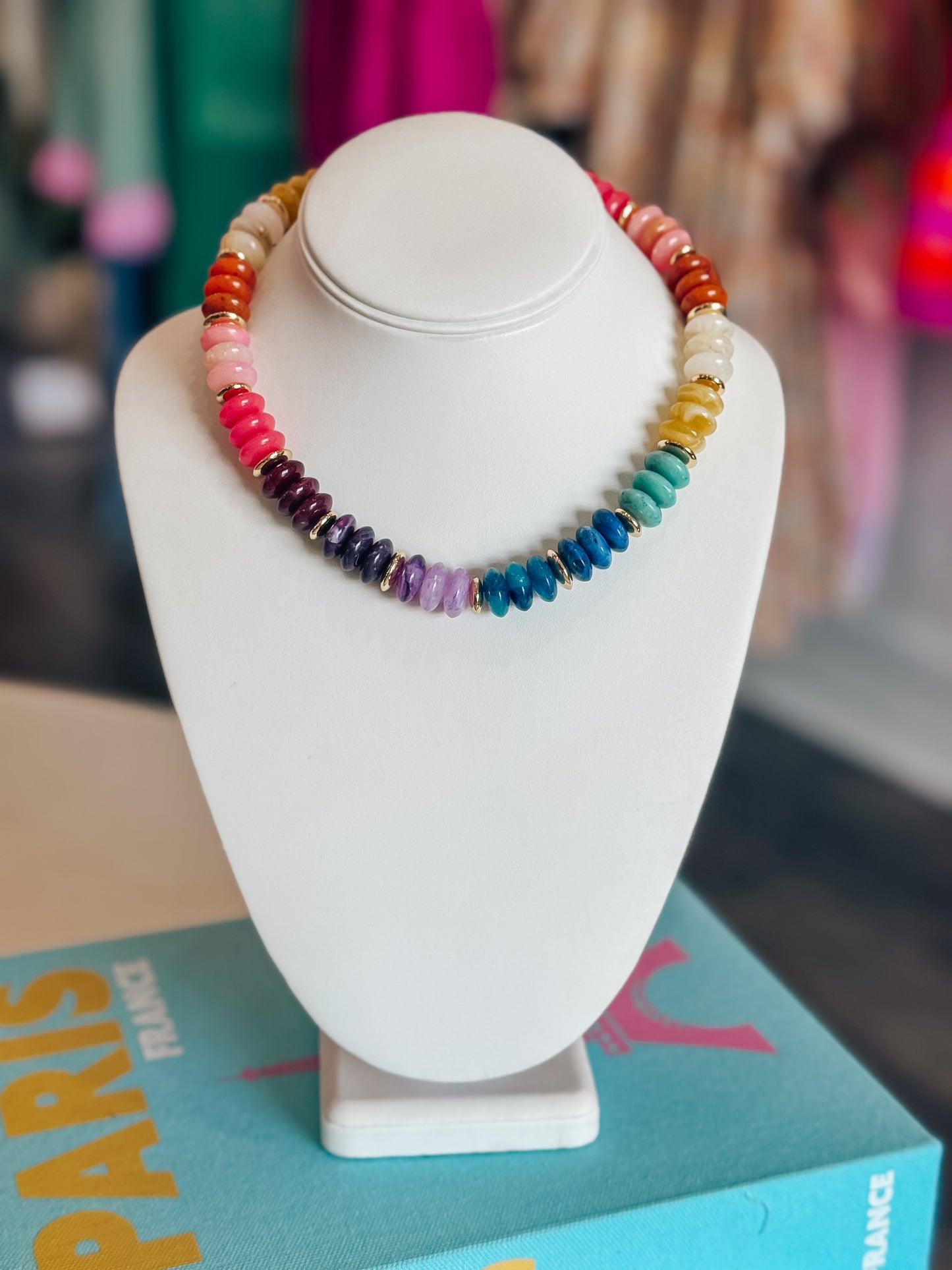 Multi Color Marble Bead Necklace