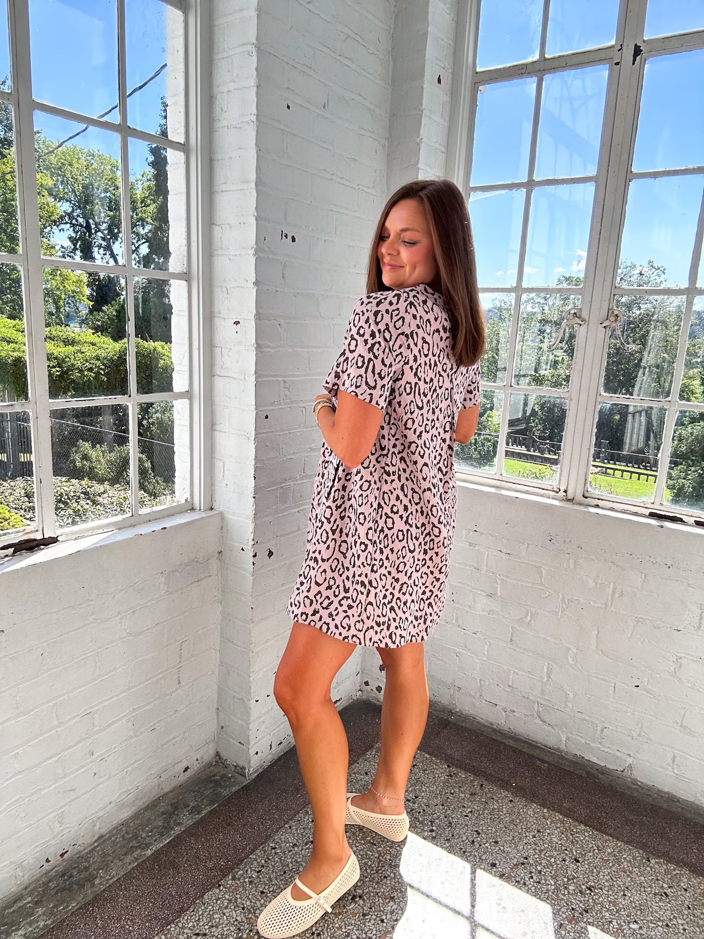 BLUSHING IN LEOPARD MINI DRESS