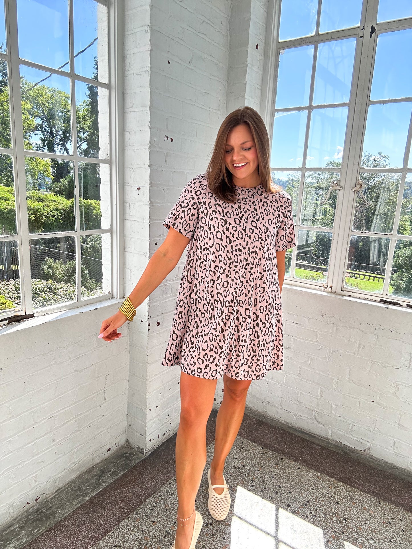 BLUSHING IN LEOPARD MINI DRESS