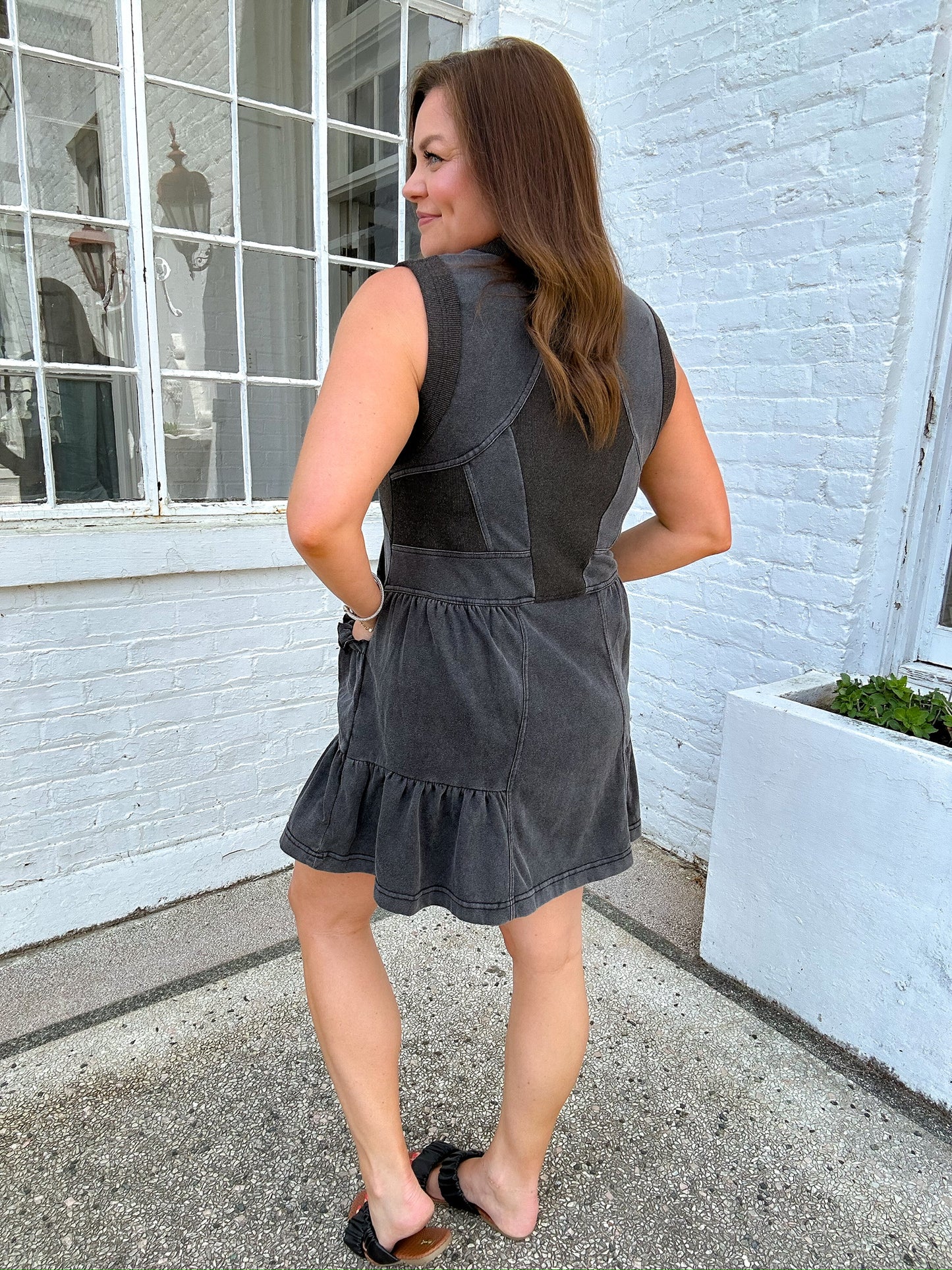 CHARCOAL ACID WASH DRESS