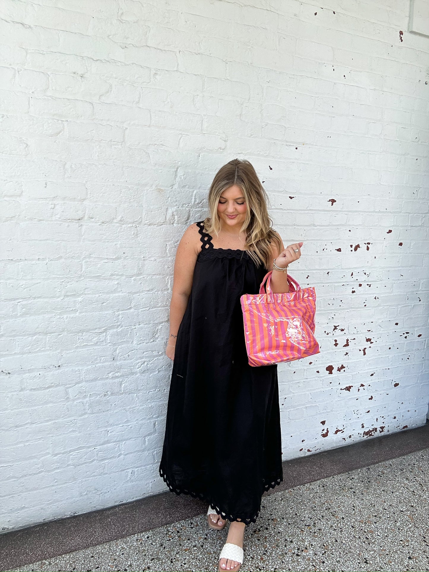 BLACK RIC RAC MAXI DRESS