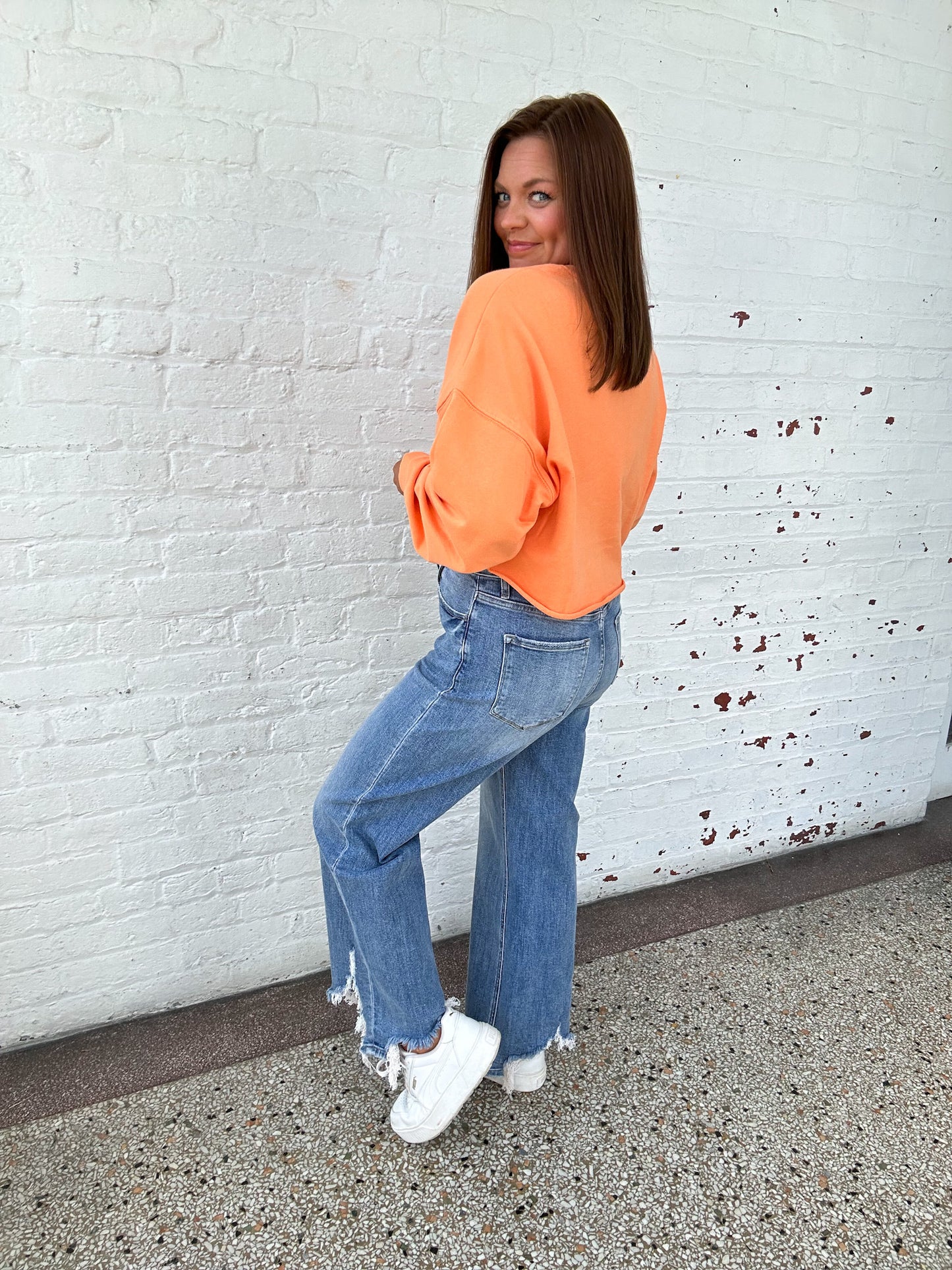 GBO CHENILLE CROPPED LONG SLEEVE TOP