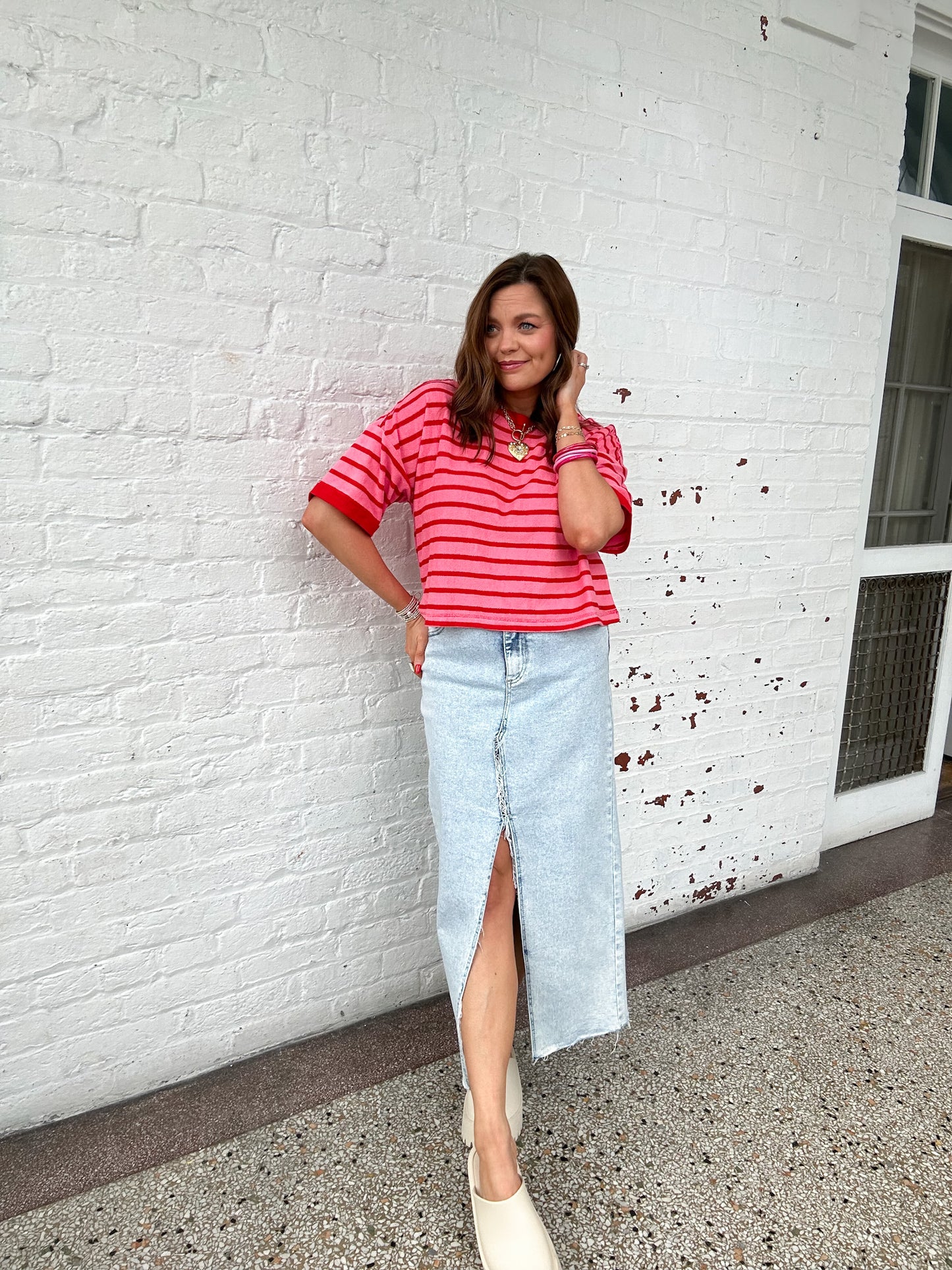 CANDY HEART STRIPED TOP