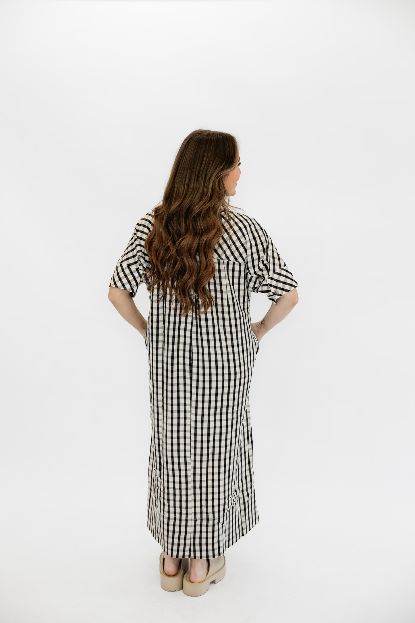 SUNDAY GINGHAM MAXI DRESS - BLACK