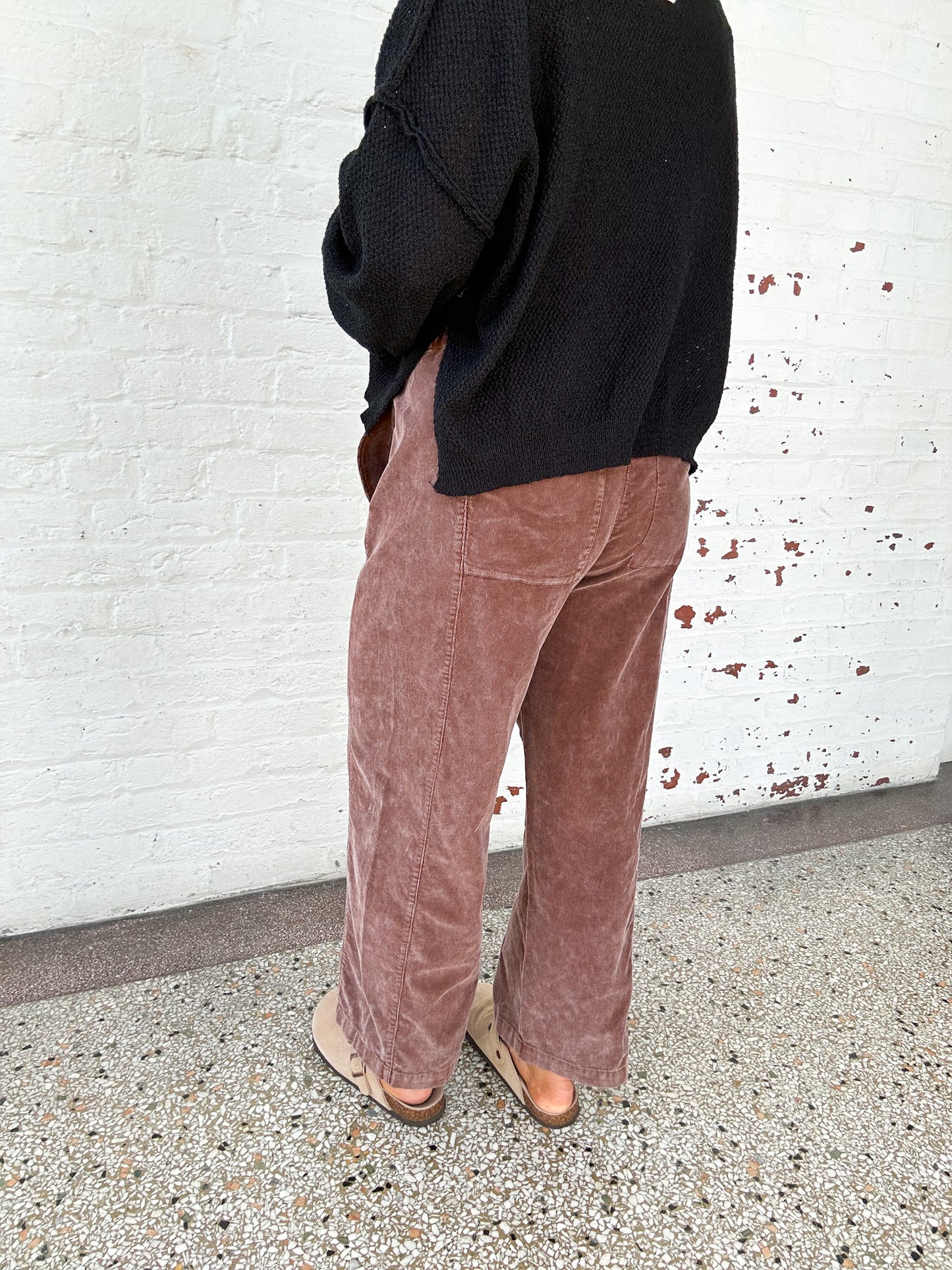 CORDUROY BARREL PANTS - ESPRESSO