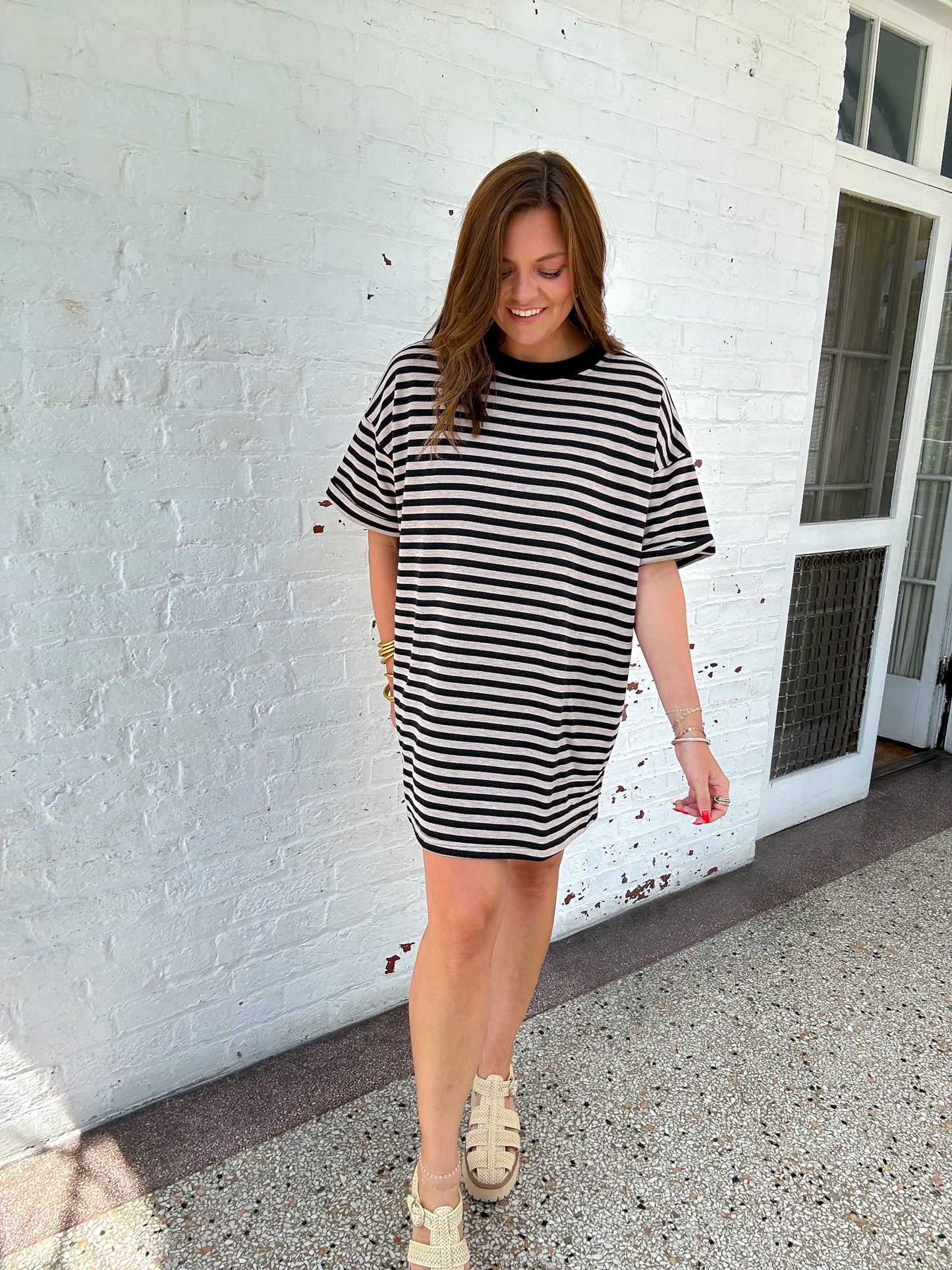 HAMPTON STRIPE DRESS - BLACK
